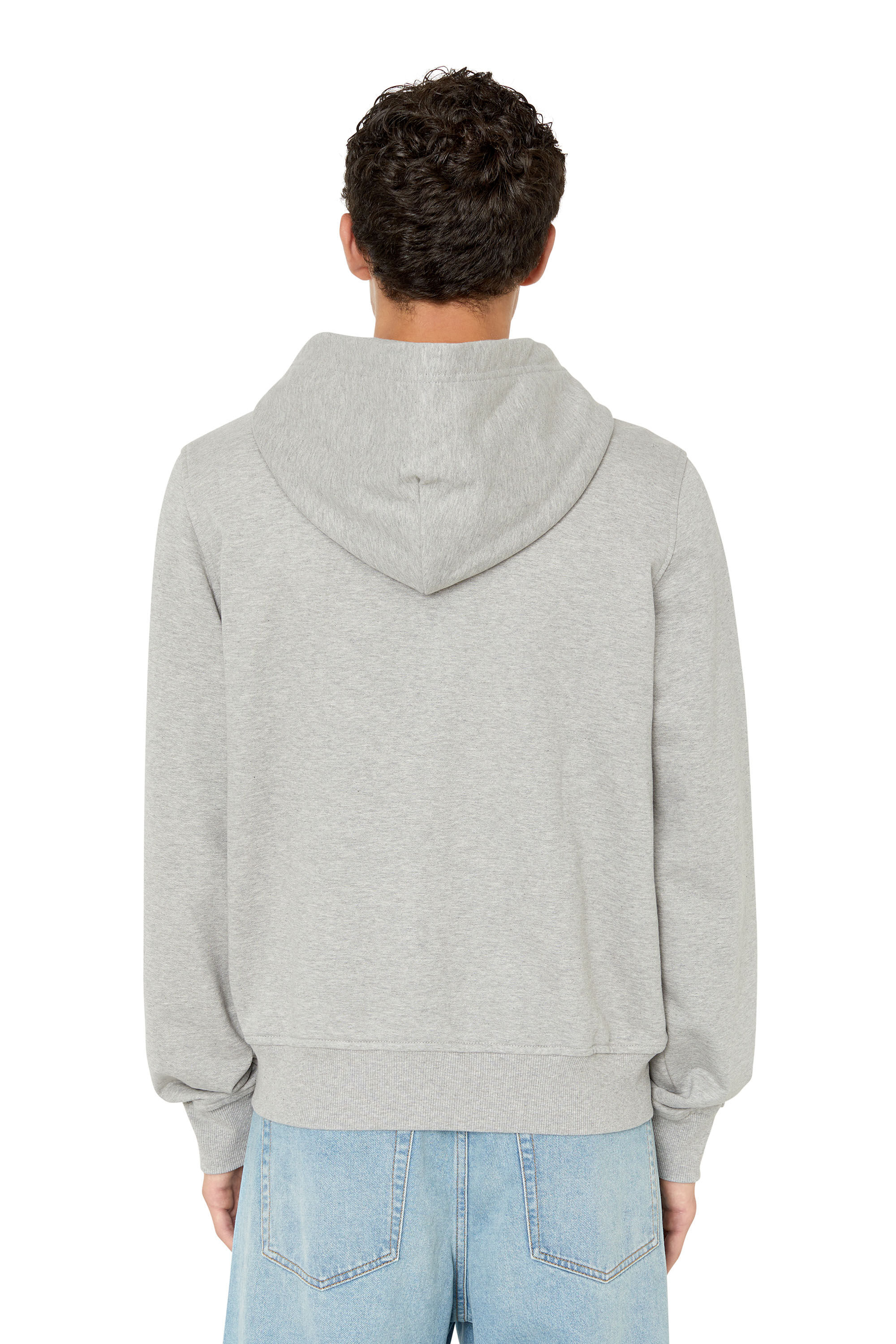 Diesel - S-GINN-HOOD-ZIP-DIV, Male's Denim Division zip-up hoodie in Light Grey - 4