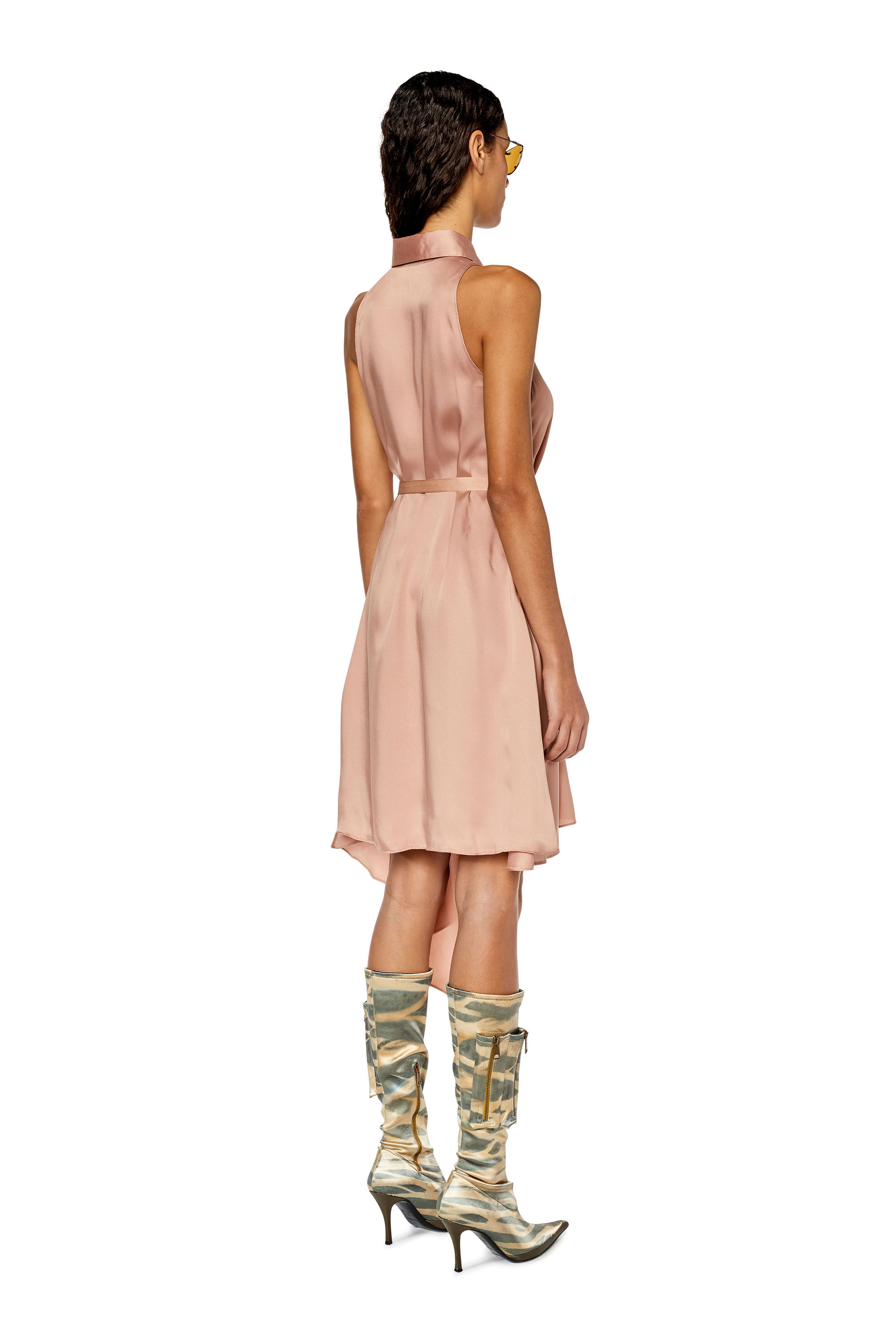 diesel asymmetric dress D-TRISA Woman: Asymmetrical with tape belt Violet Prom Dress A-line T-Women Size:0 US (32 EU) High neckline