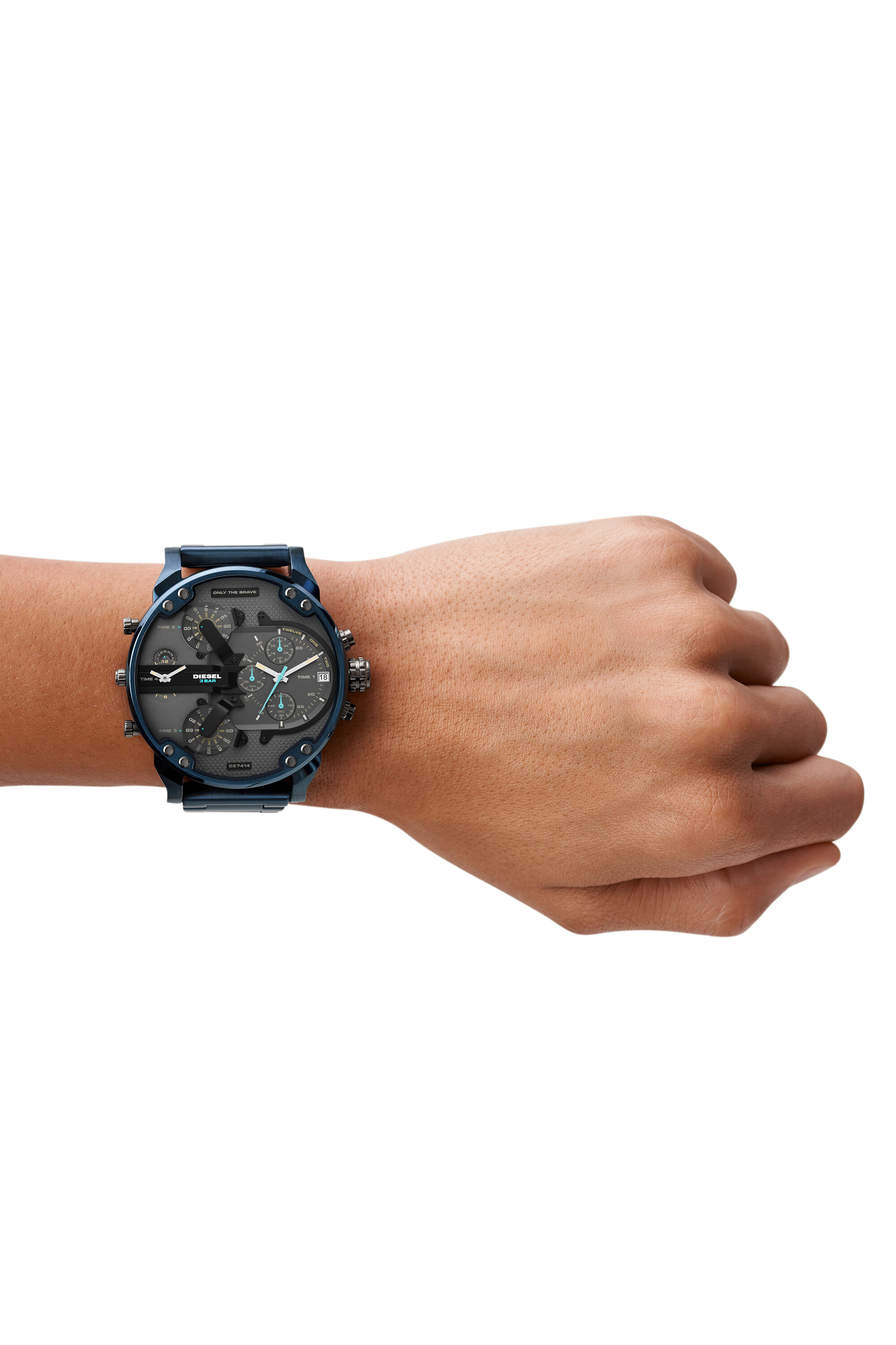 Diesel - DZ7414, Mr. Daddy 2.0 montre chronographe en acier inoxydable bleu Homme in Bleu - 3
