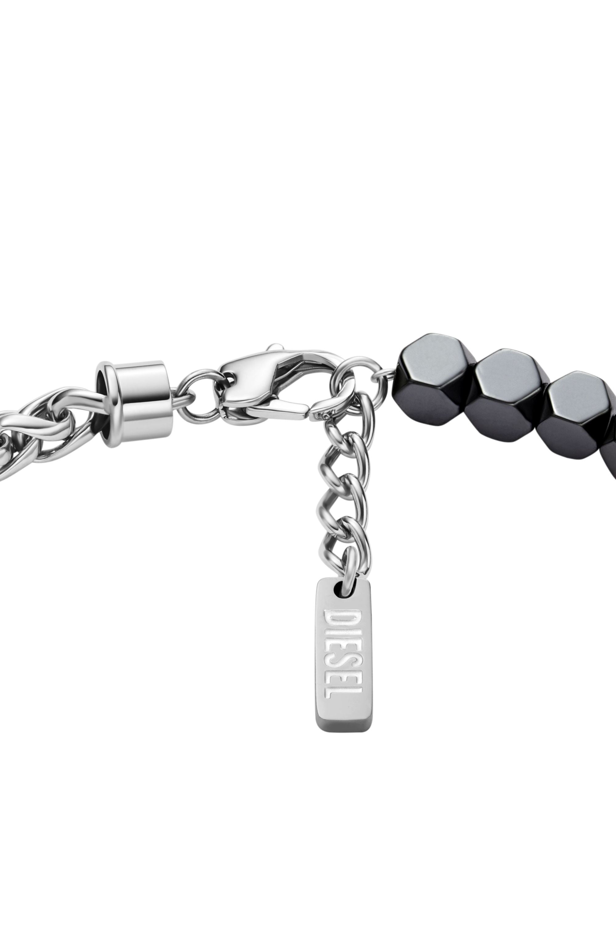 Women's Stainless steel and hematite beaded bracelet | Silver