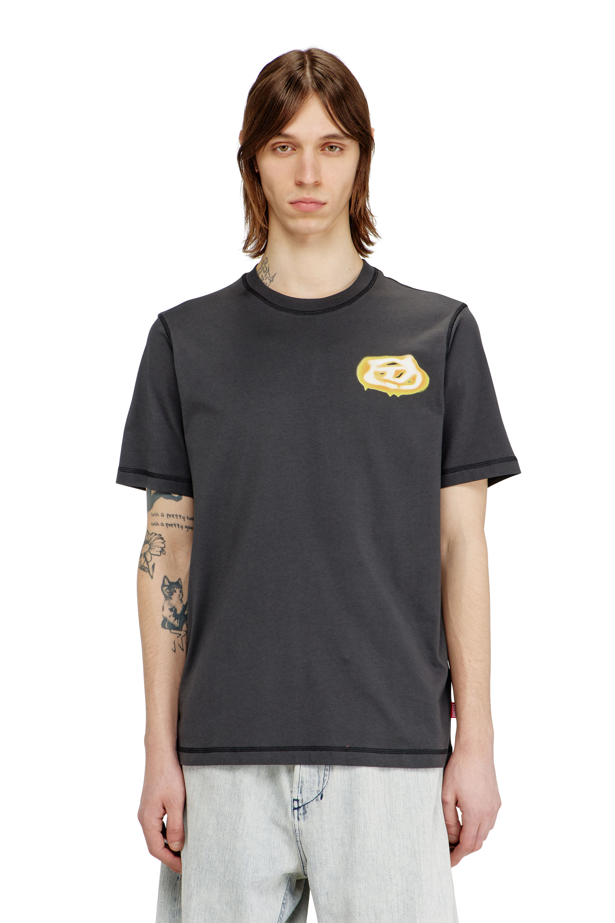 Men's T-shirt with Oval D logo print | Grey | Diesel US