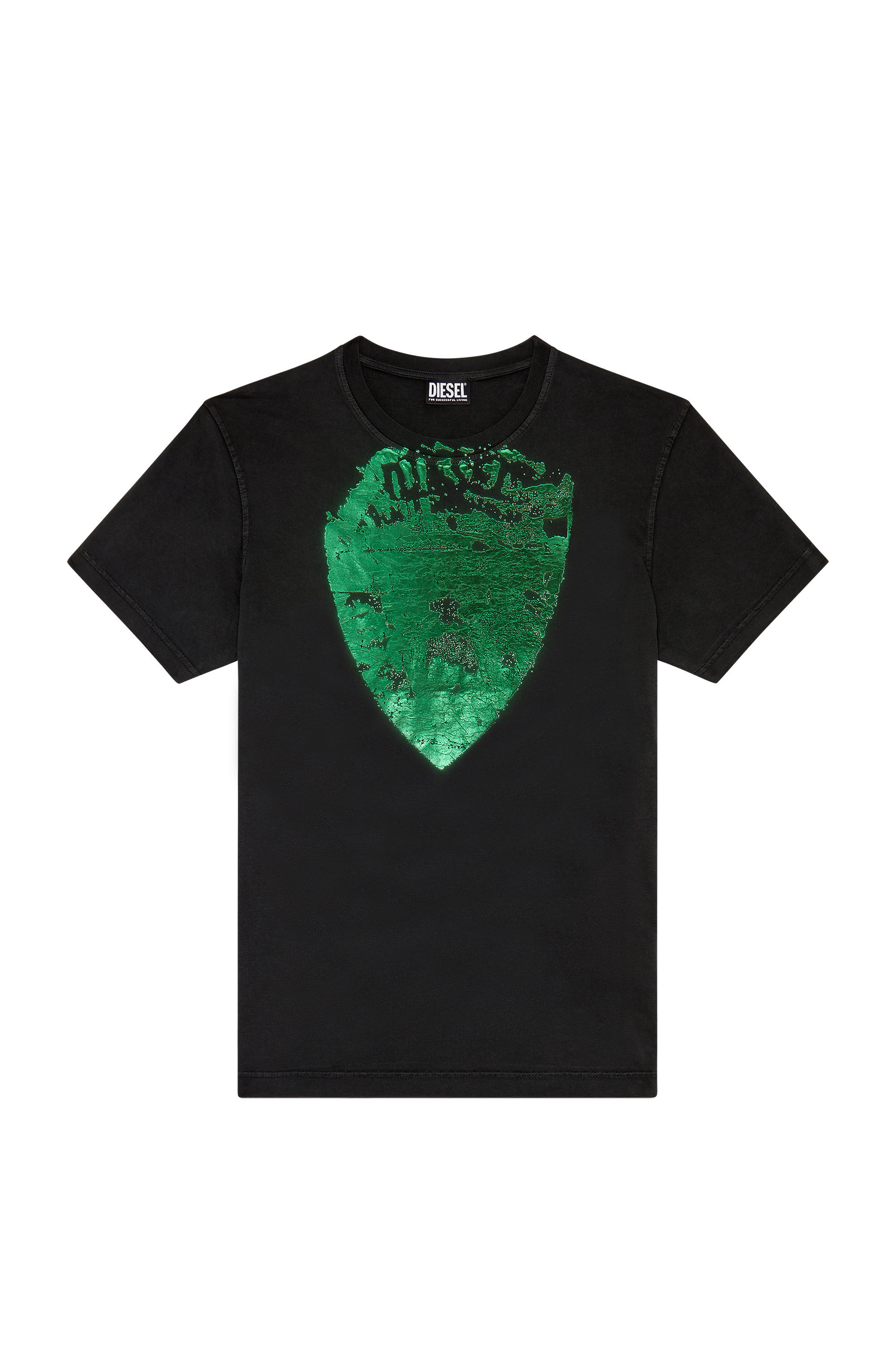 Diesel - T-DIEGOR-G11, T-shirt avec imprimé blason métallisé Homme in Noir - 2
