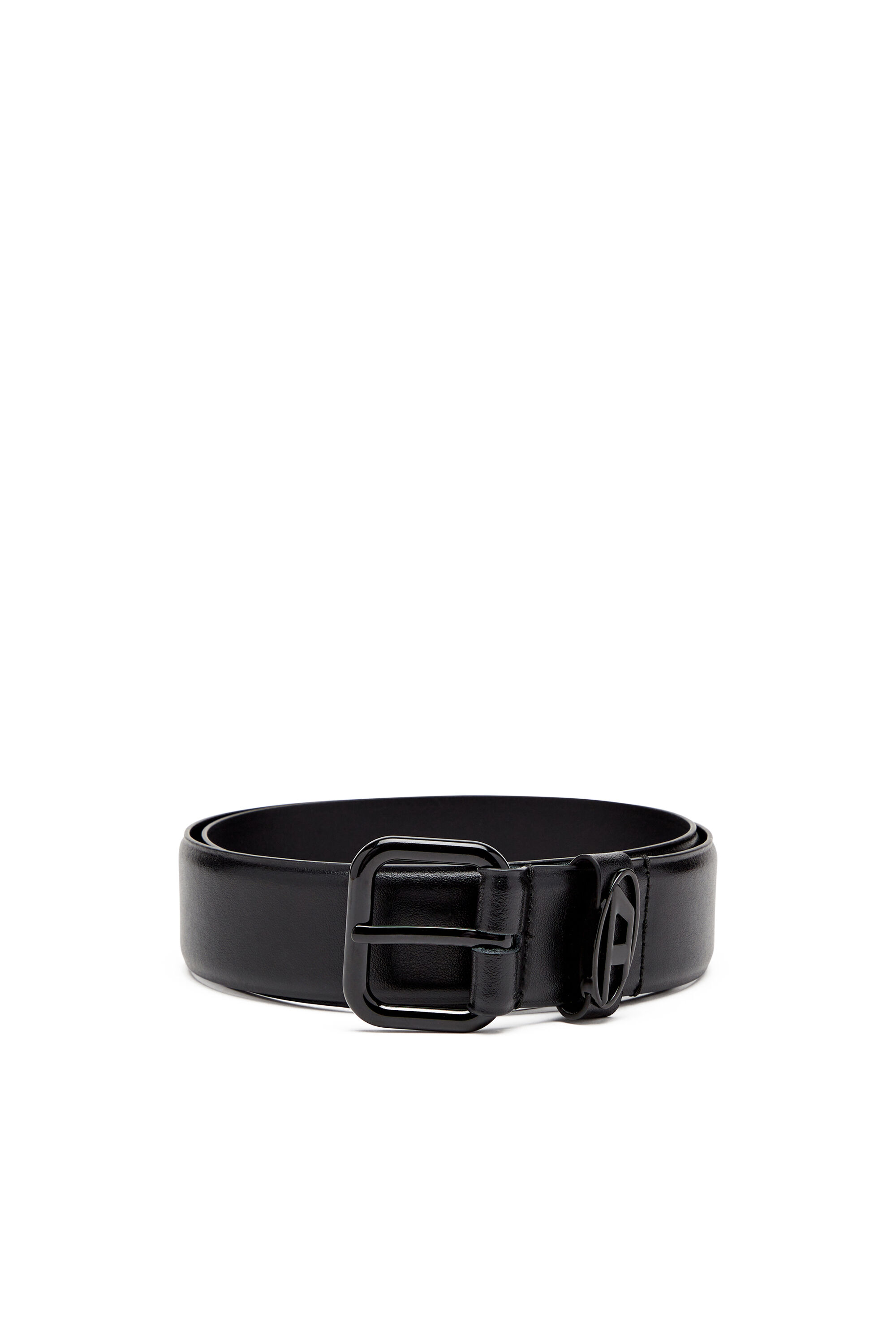 Women's 3.9cm logo-plaque embellished leather belt | Black