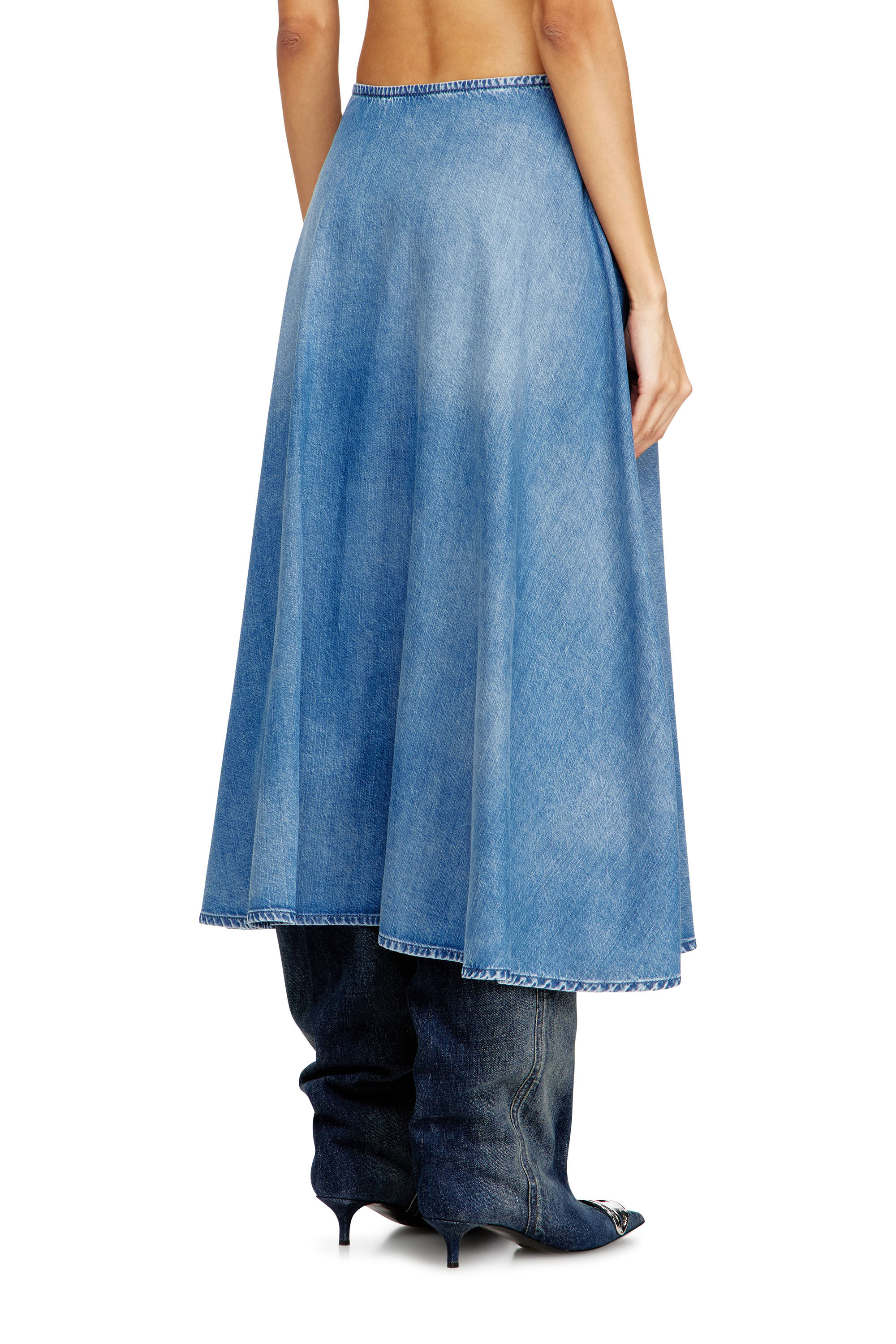 Women's Full skirt in fluid denim | Blue | Diesel {{Country}}