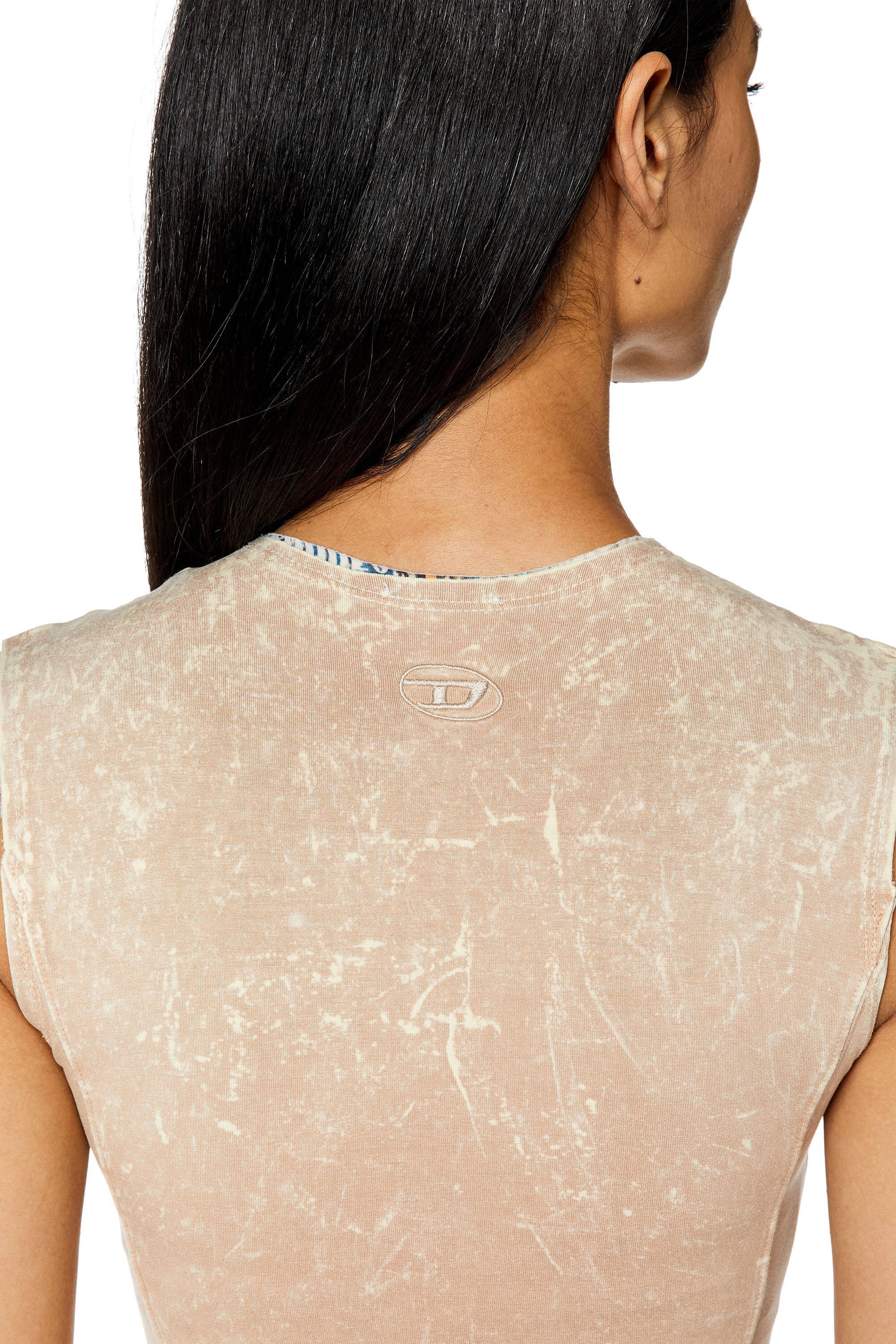 Women's Double-layer dress with marble wash | Beige | Diesel Women's Double-layer dress with marble wash | Beige | Diesel