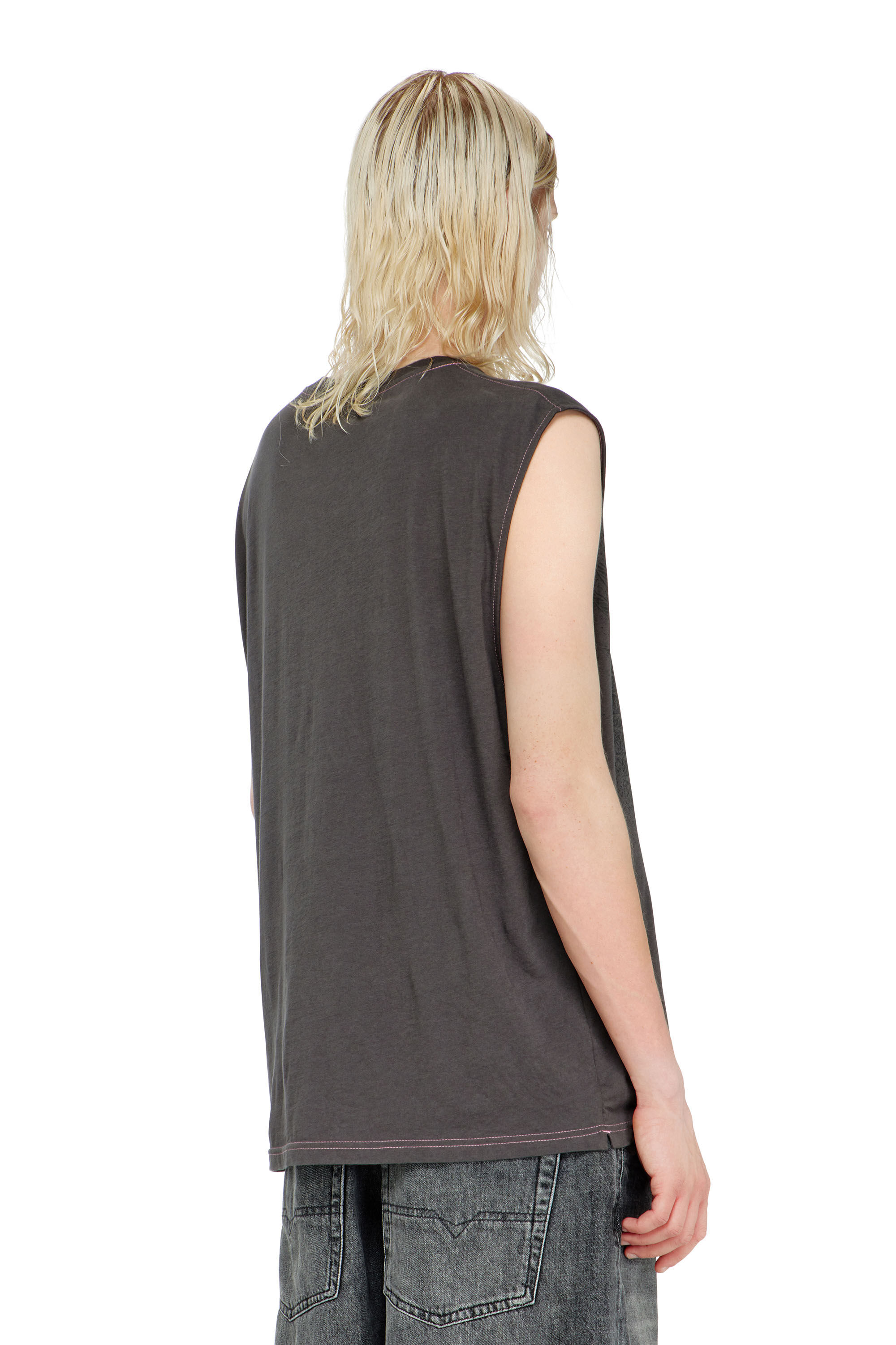 Men's Sleeveless top in cotton with tonal graphic | Grey | Diesel US