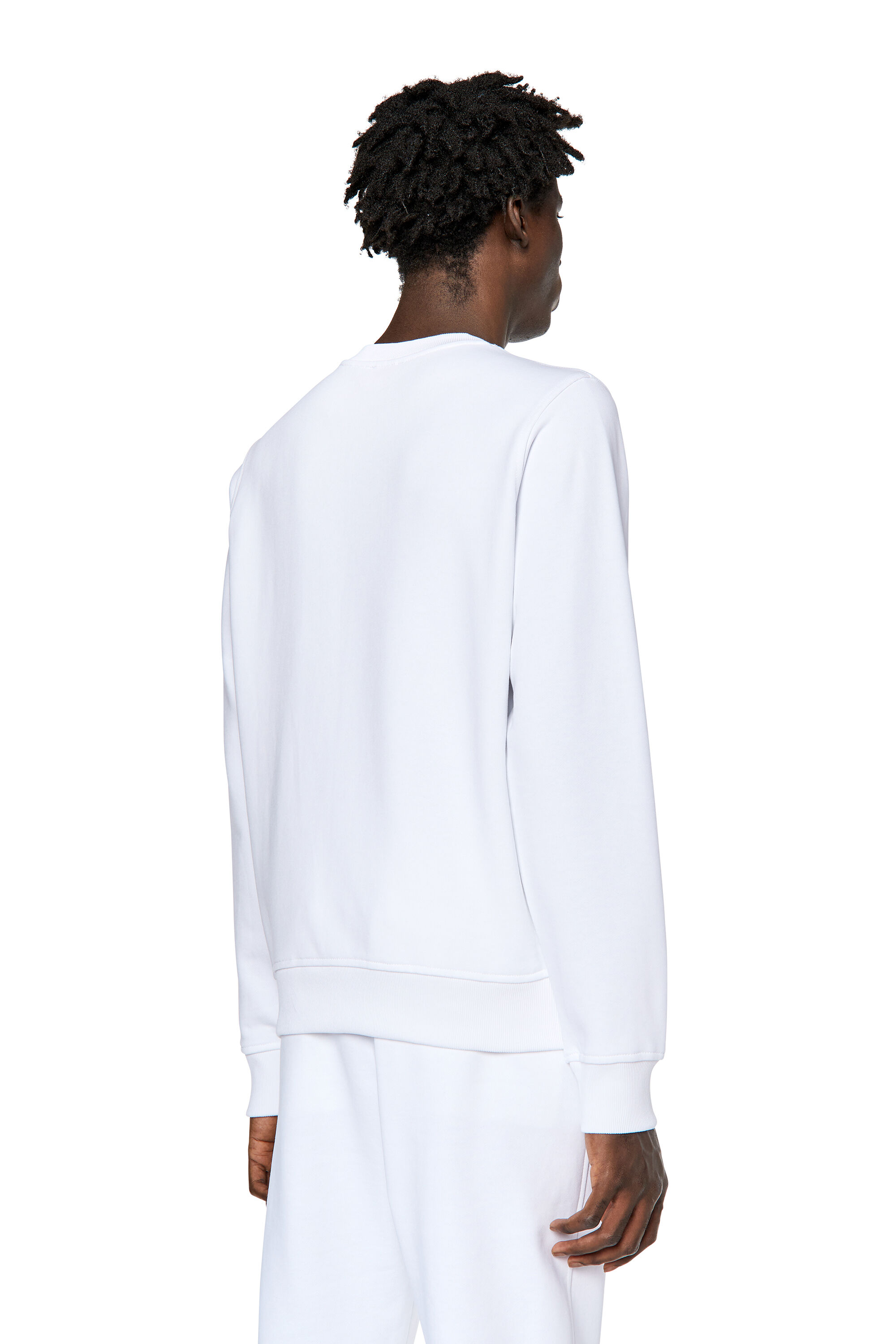 Diesel - S-GINN-DIV, Man's Sweatshirt with logo appliqu&eacute; in White - 4