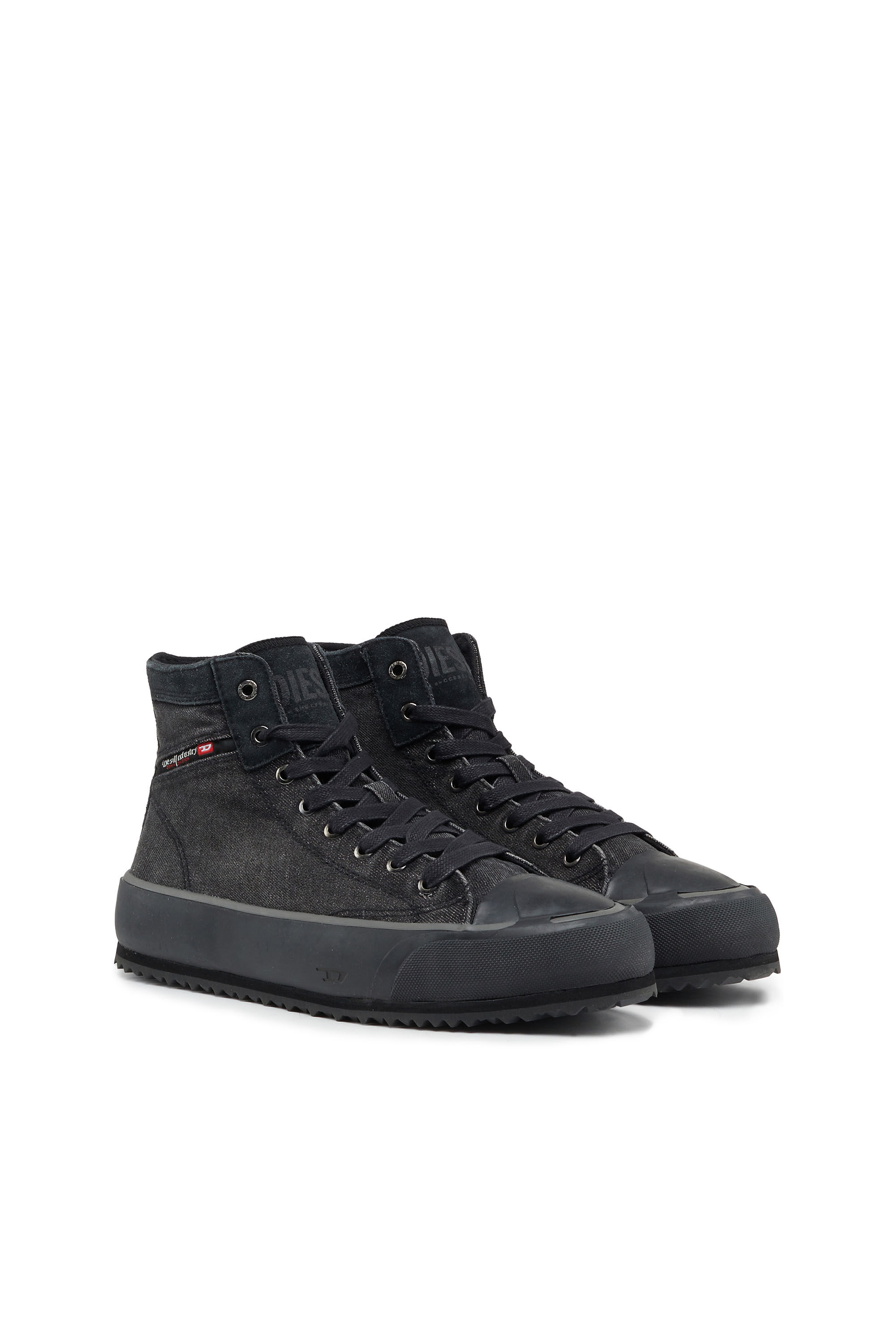 Diesel - S-PRINCIPIA MID, Male's High-top sneakers in denim with flag in Black - 2