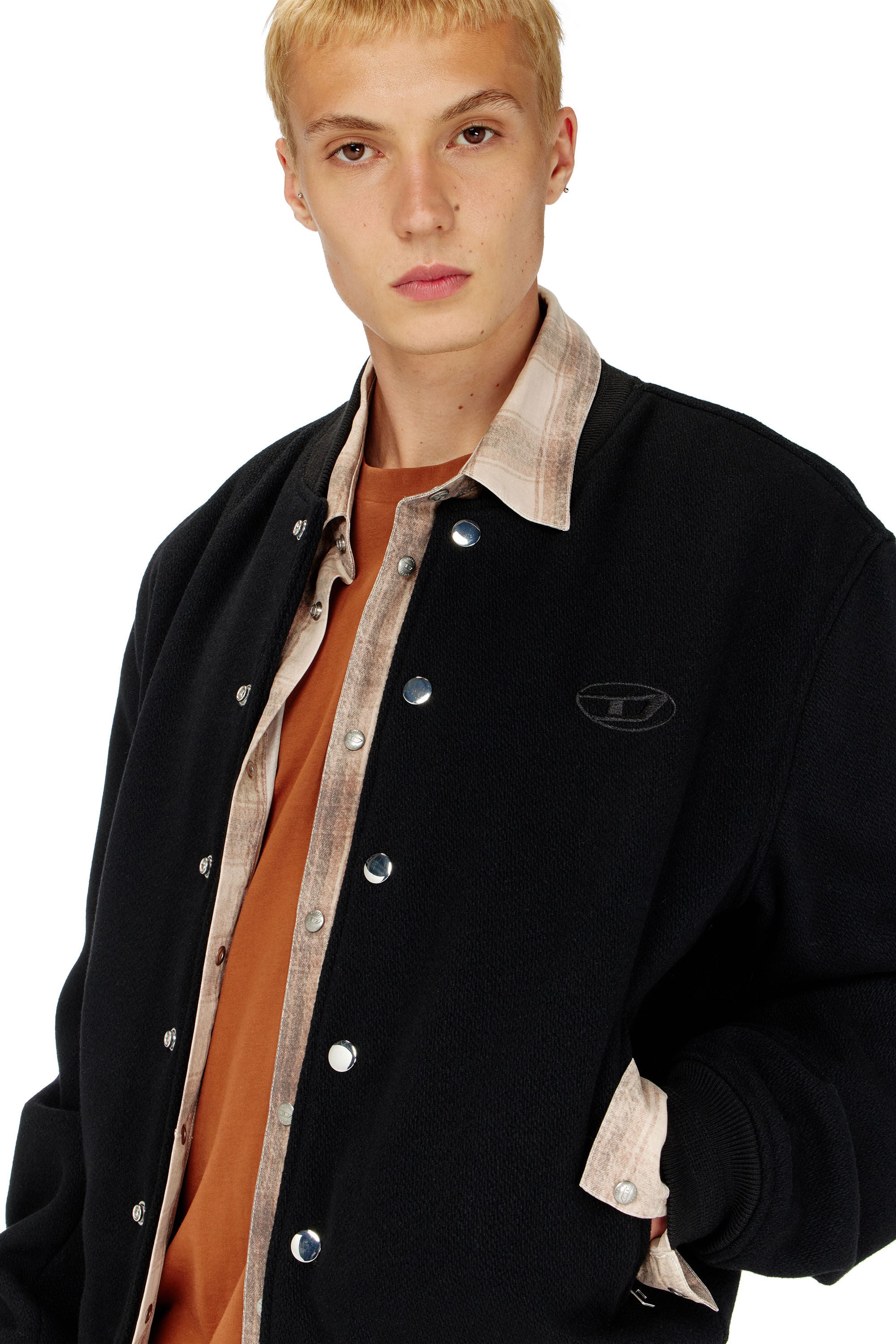 Diesel - J-ARRY-WRD, Chaqueta bomber de mezcla de lana afieltrada Hombre in Negro - 4