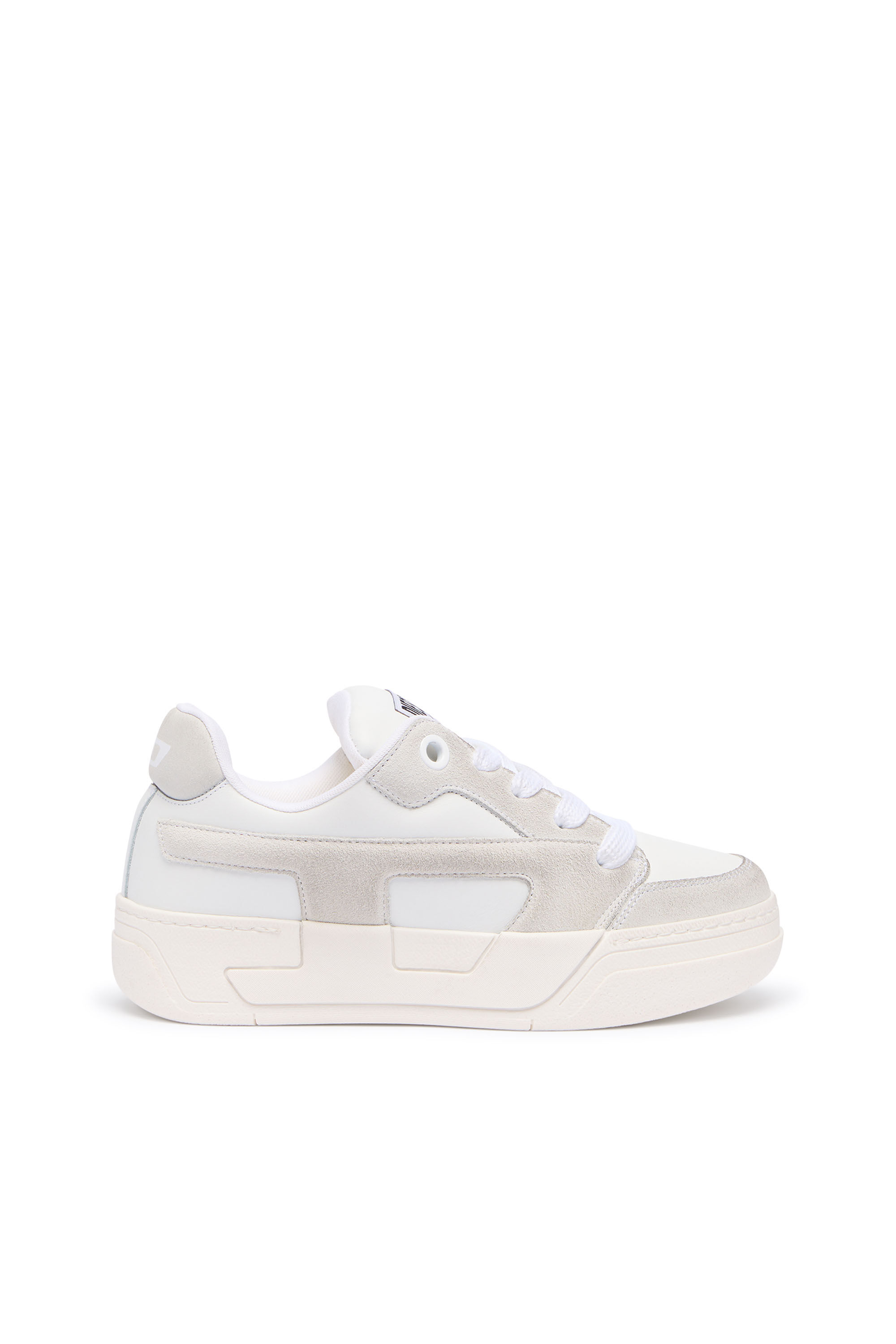 Women's D-Ollie-Distressed sneakers in leather and suede | White