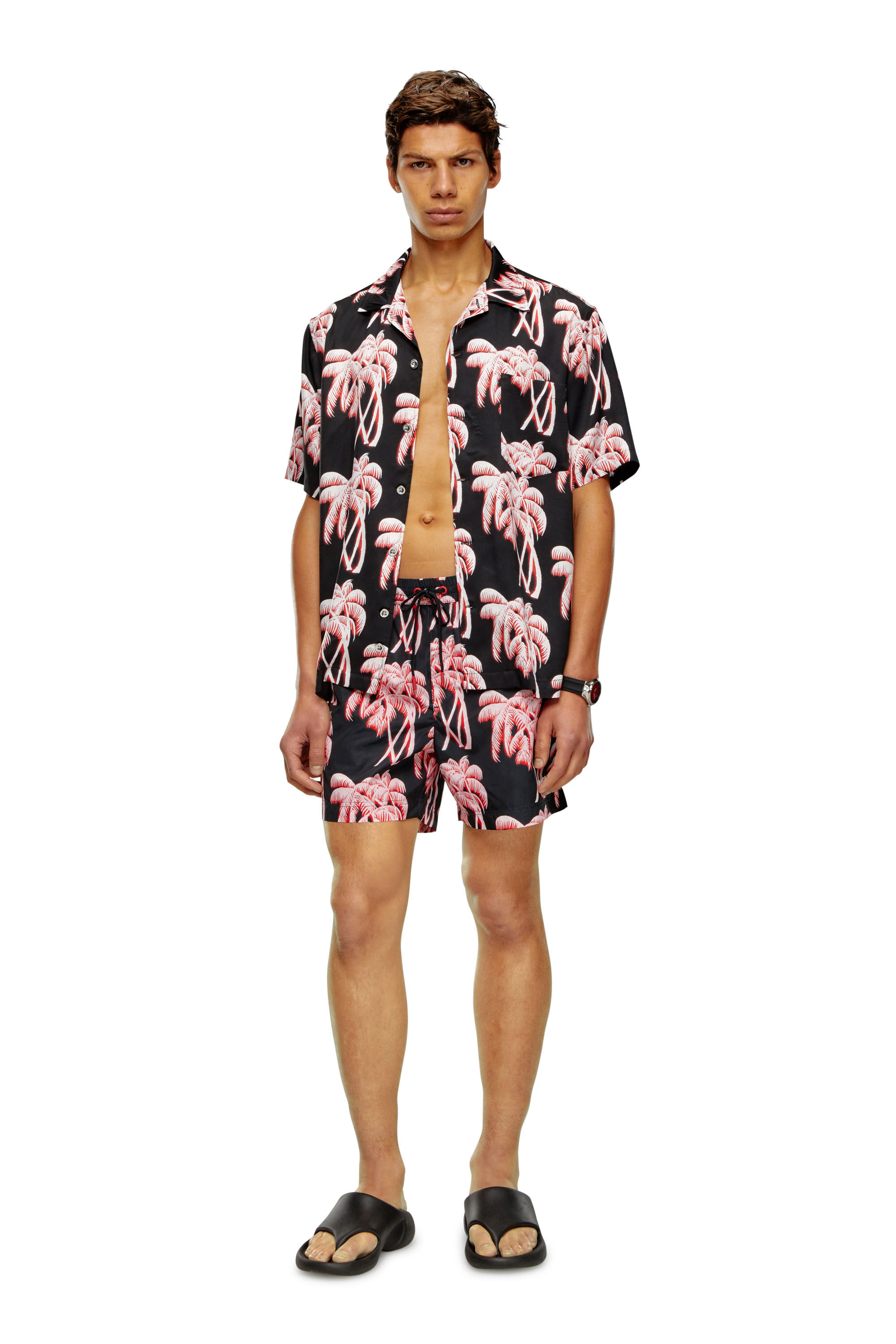 Diesel - BMOWT-ADRIAN, Chemise de plage avec imprimé palmier Homme in Polychrome - 2
