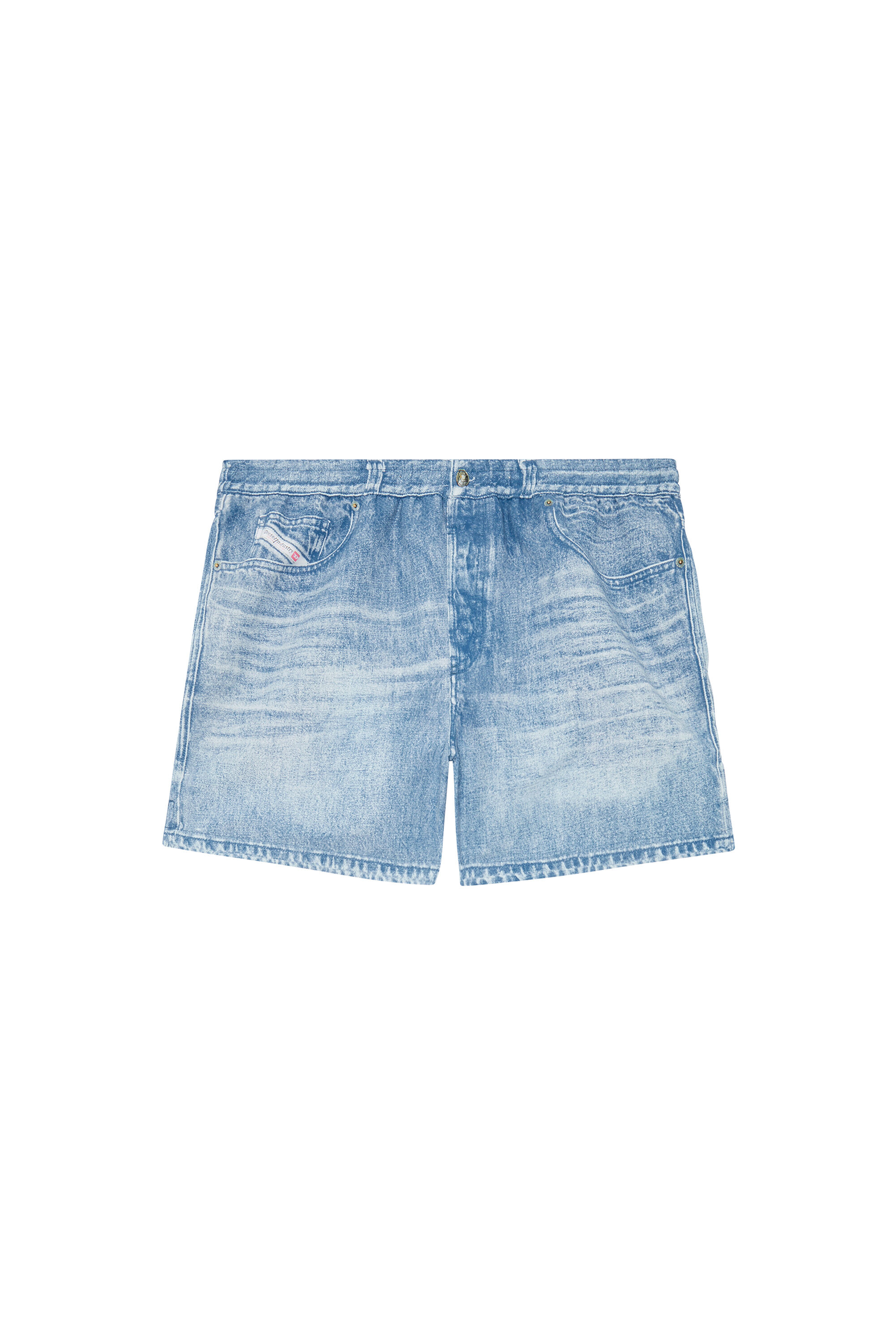 Diesel - BMBX-KEN-37, Short de bain mi-long avec imprimé denim Homme in Bleu - 4