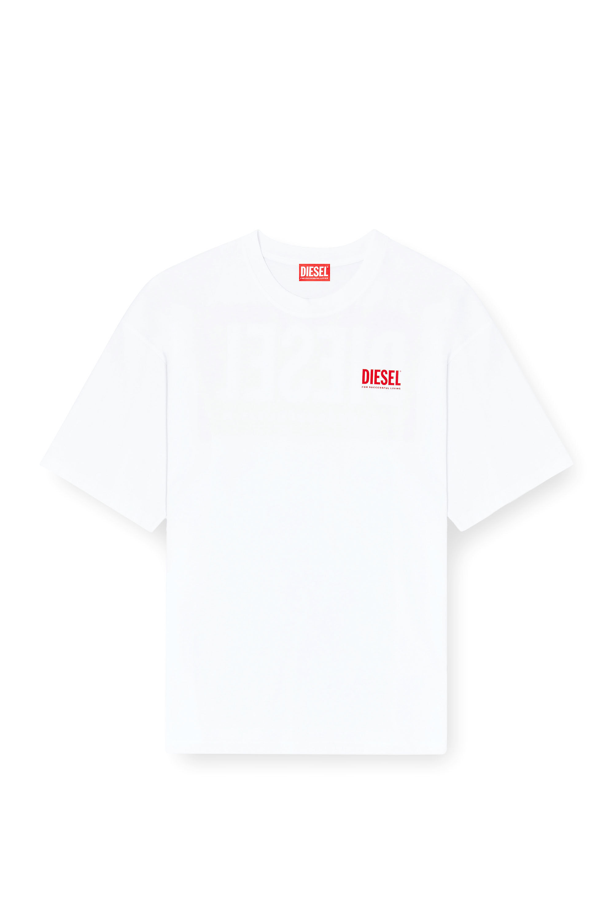 Men's Cotton T-shirt with Diesel Biscotto print | White | Diesel US