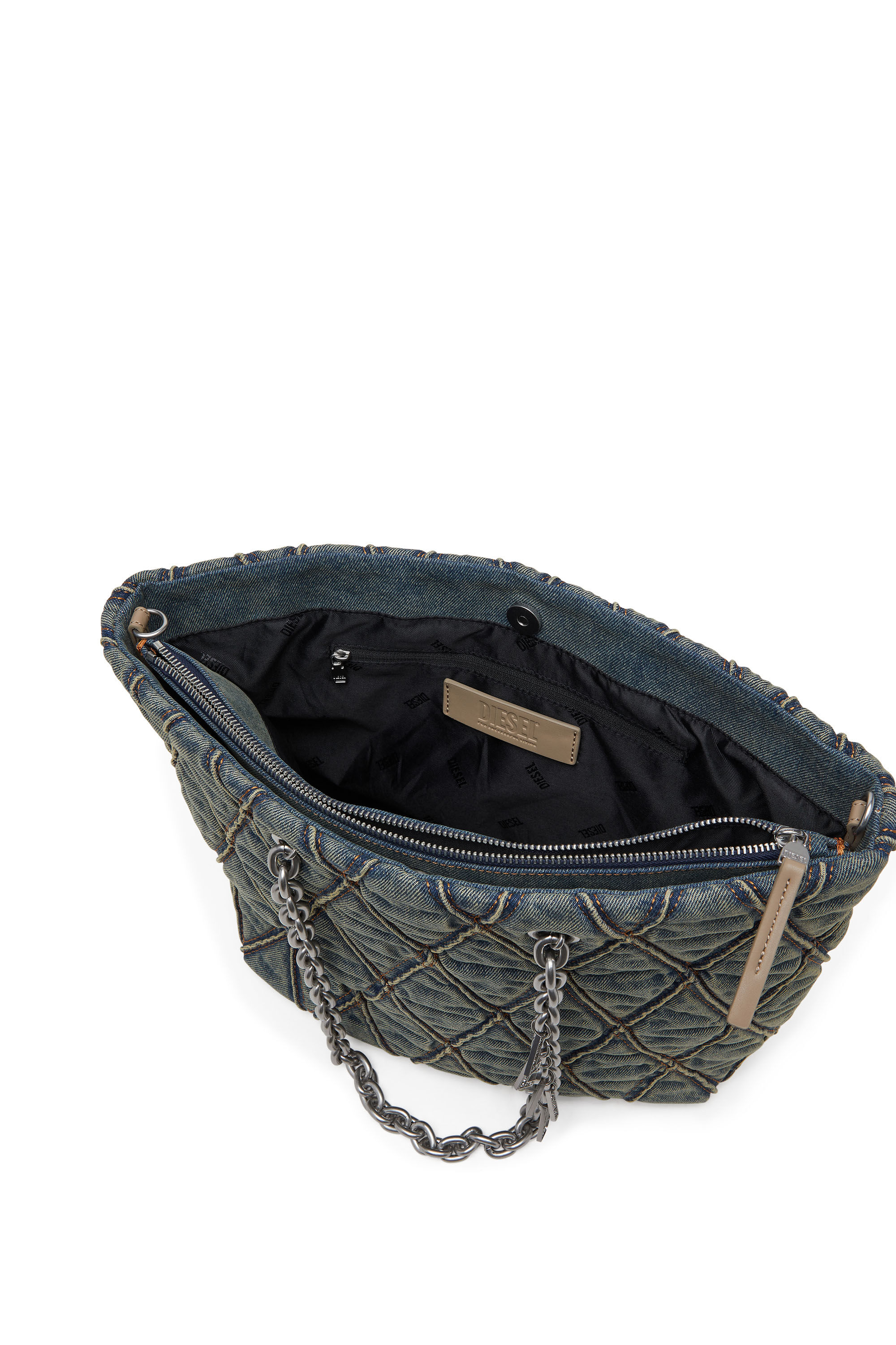 Women's Charm-D-Tote bag in quilted denim | Blue | Diesel