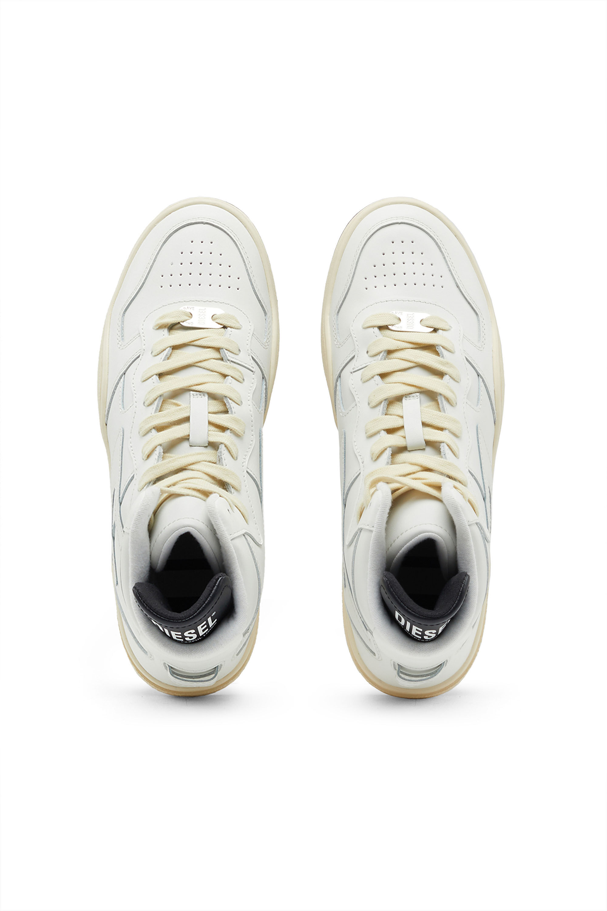 Diesel - S-UKIYO MID, Male's Leather high-top sneakers with D logo in White - 4