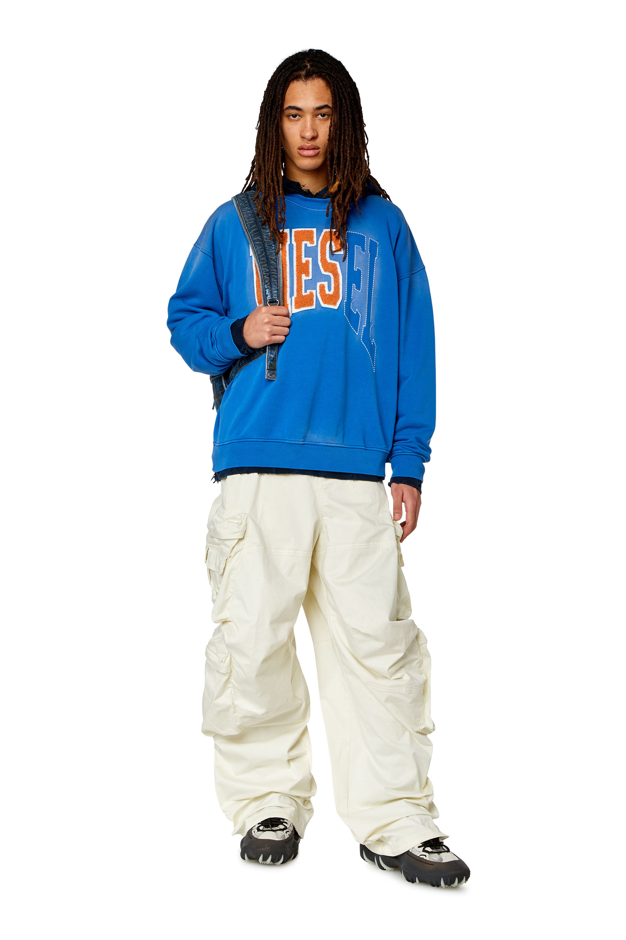 Diesel - P-HUGES-NEW, Male's Cargo pants in stretch cotton satin in White - 1