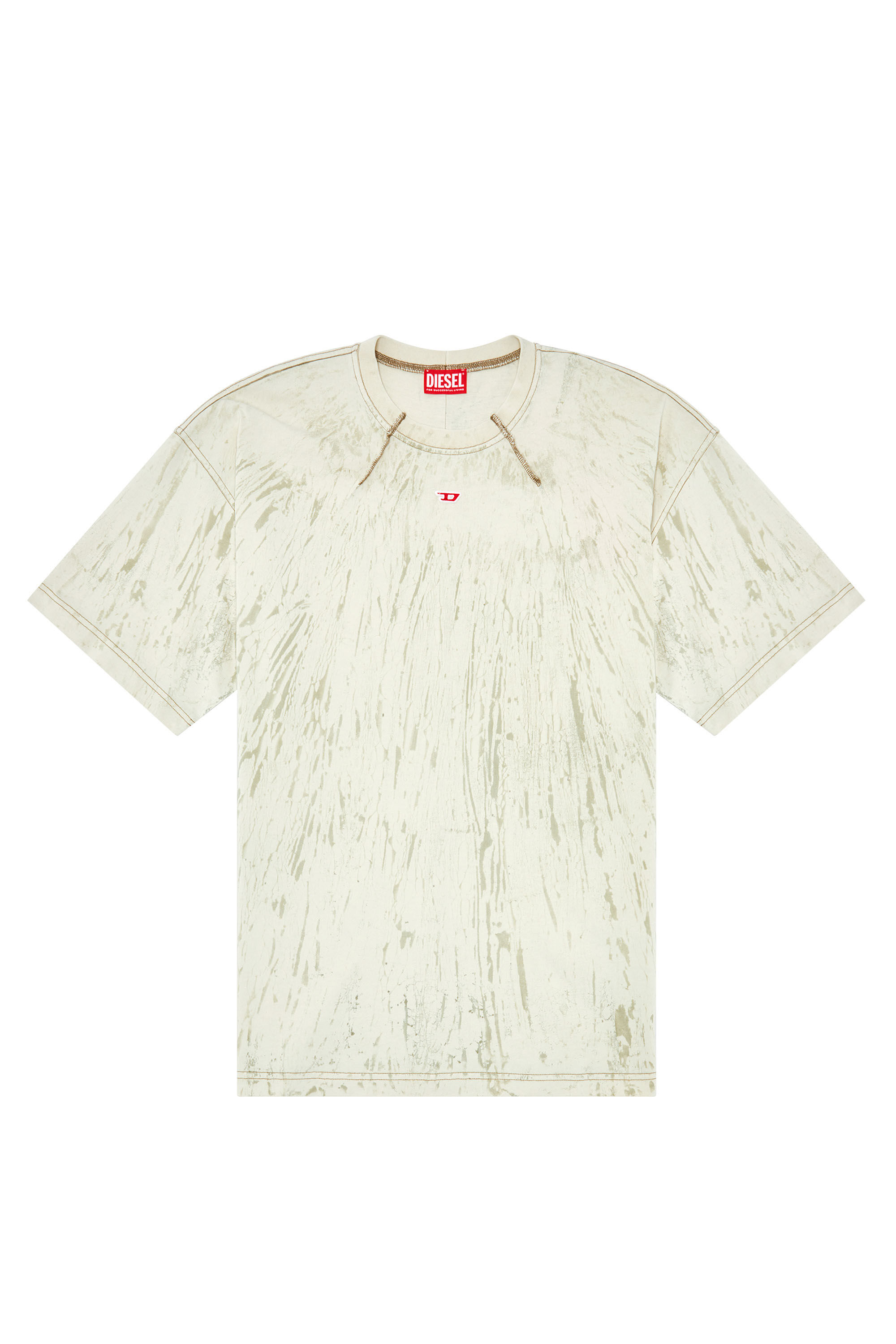 Diesel - T-COS, Male's T-shirt in plaster effect jersey in White - 2