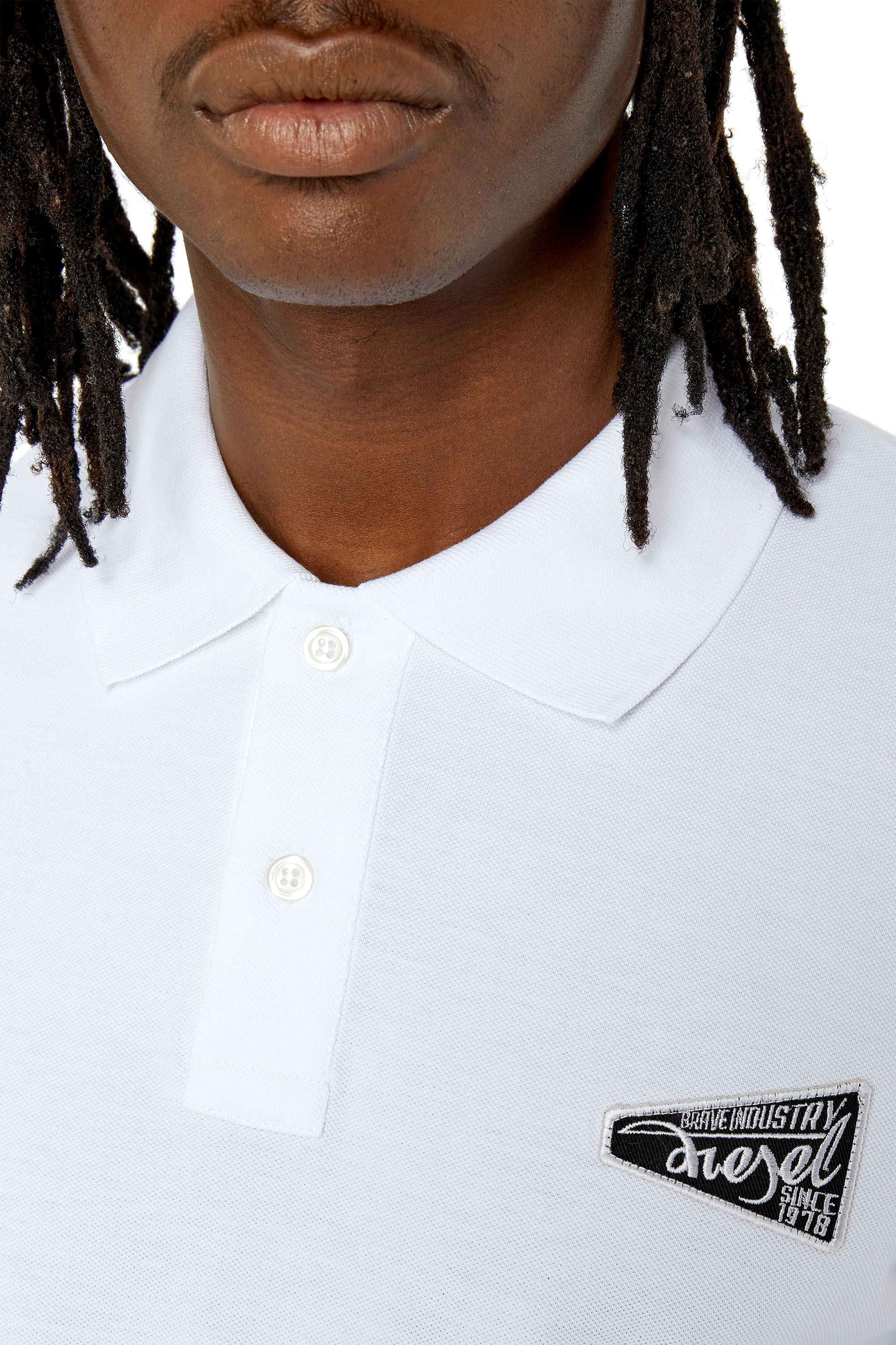 Diesel - T-SMITH-G3, Man's Polo with Brave Industry logo patch in White - 5
