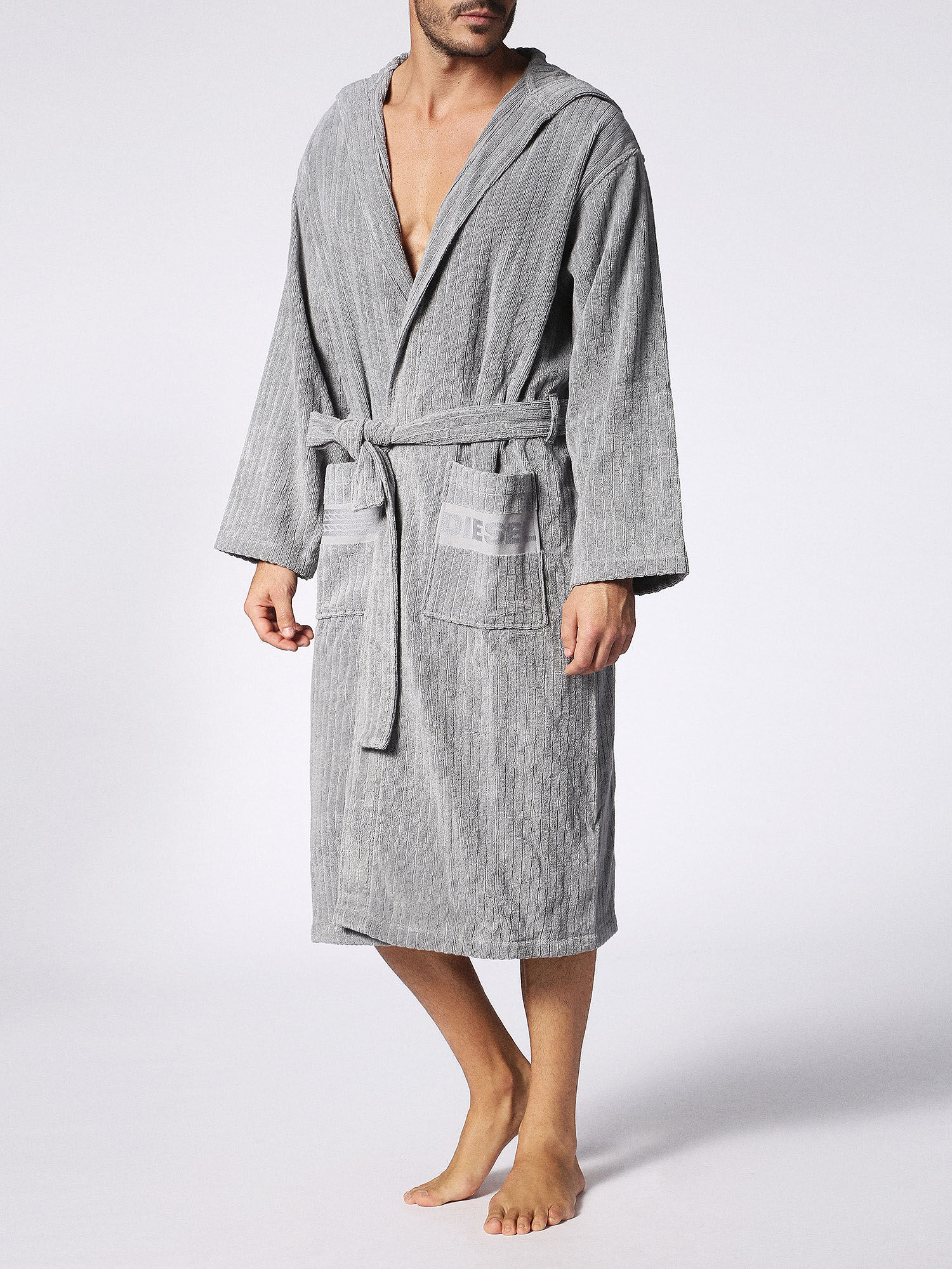 Diesel - 72344 SOLID size L/XL, Peignoir gris avec poches décorées, l/xl Mixte in Gris - 1