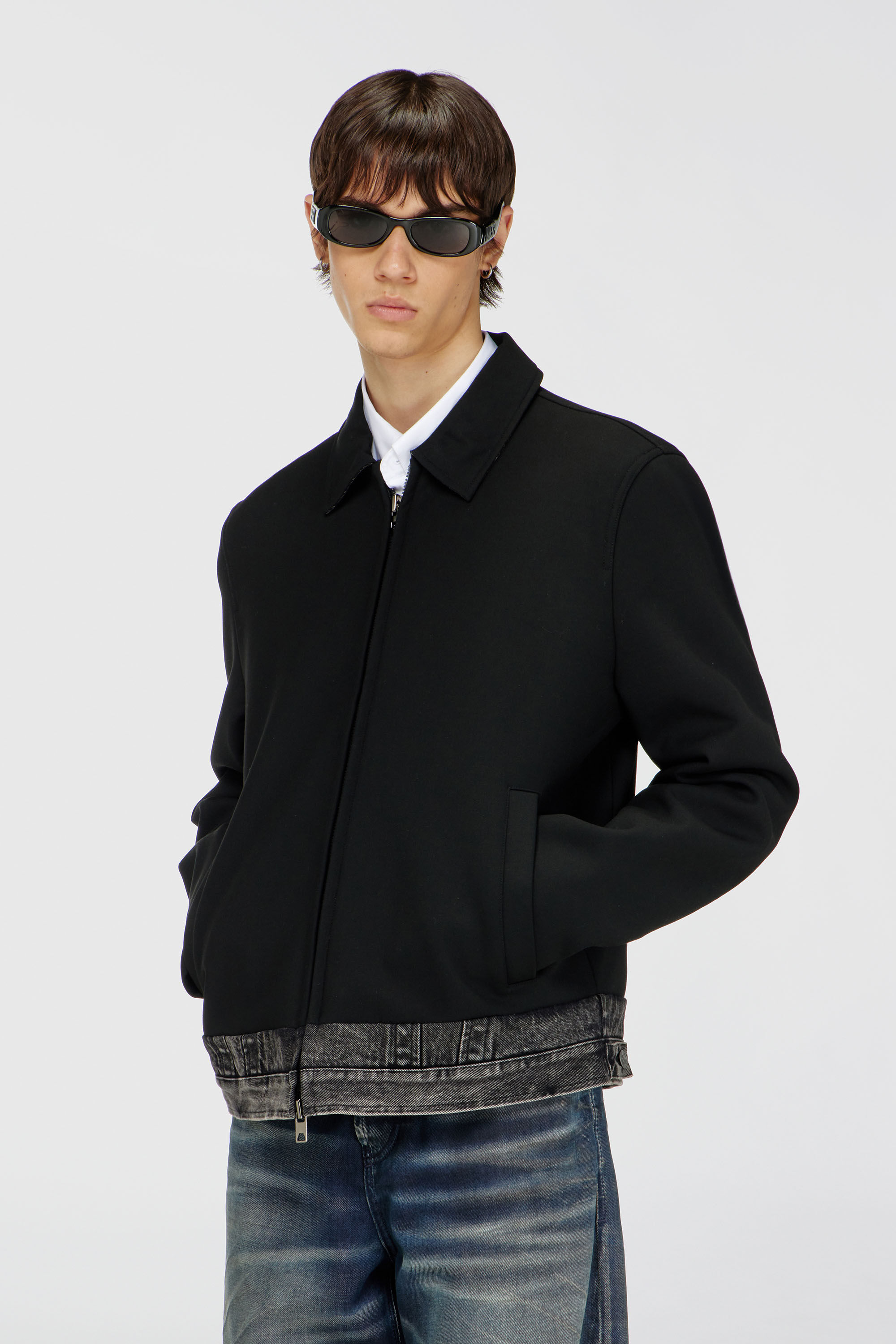 Diesel - J-RAJAM, Male's Coach jacket with denim section in Black - 3