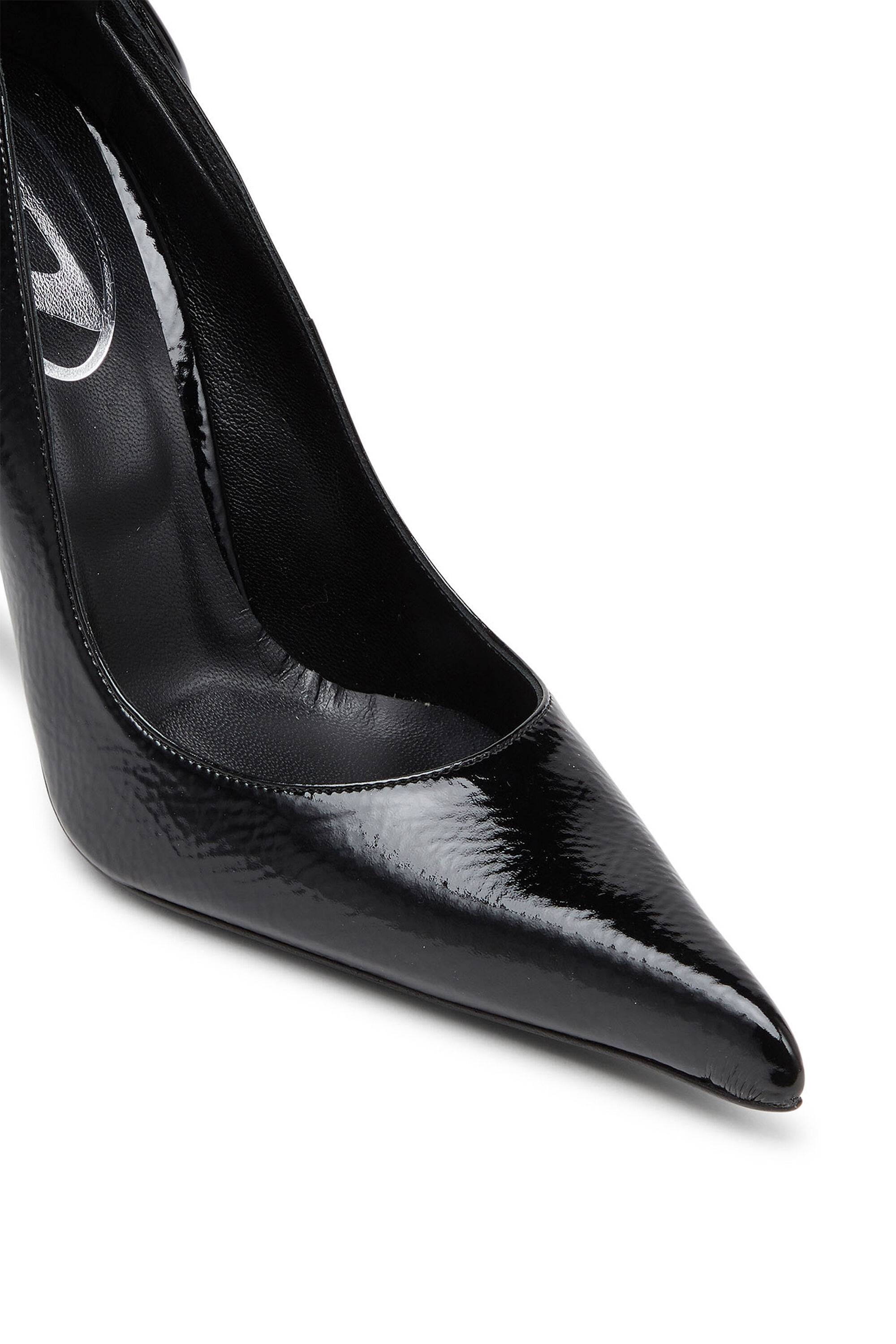 ドルガバ　ブーティ　オープントゥ　３６1/2ブラック　エナメル Women's D-Ten&Half-Glossy pumps with curved heel | Black