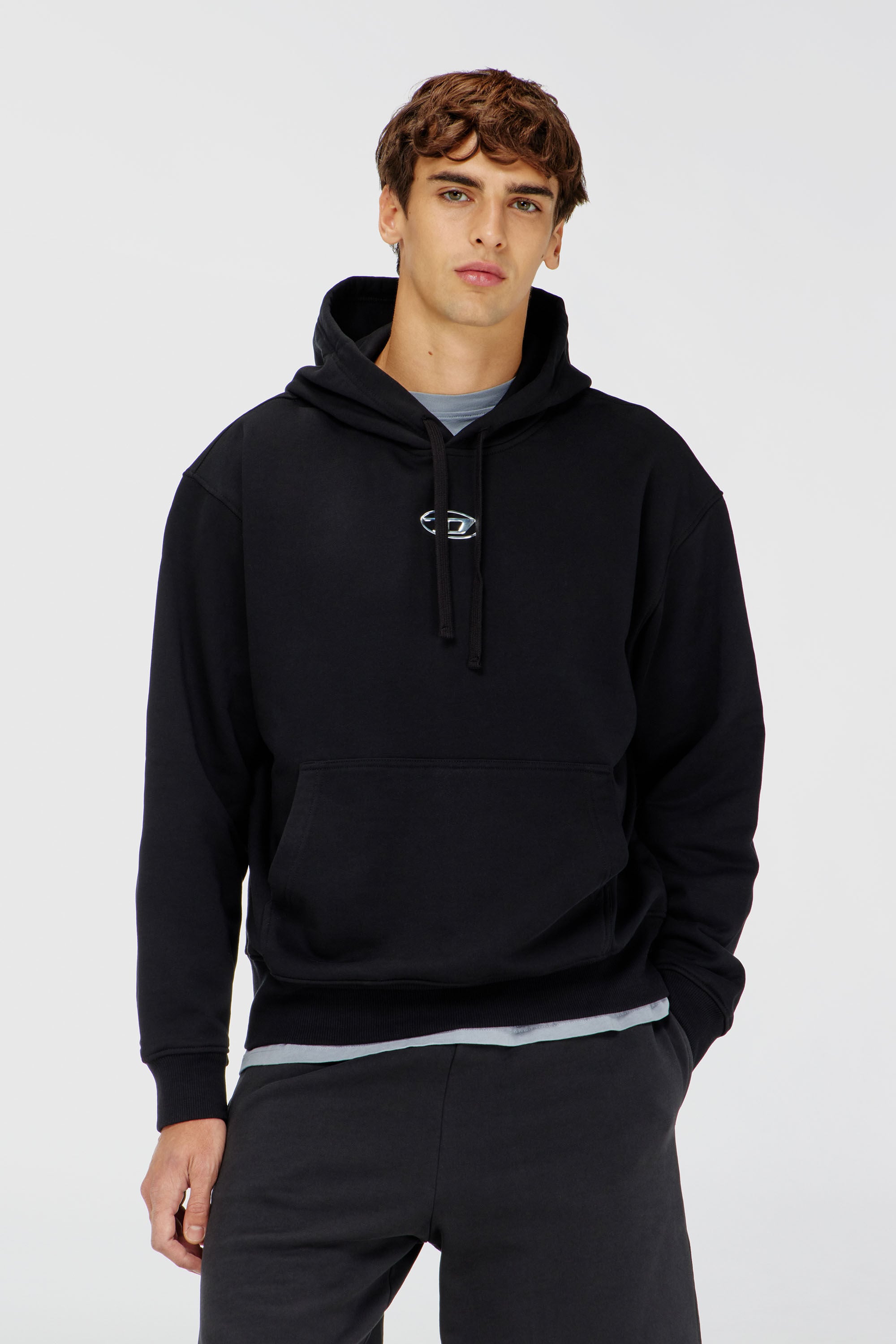 Men's Hoodie with metallic logo | Black | Diesel US
