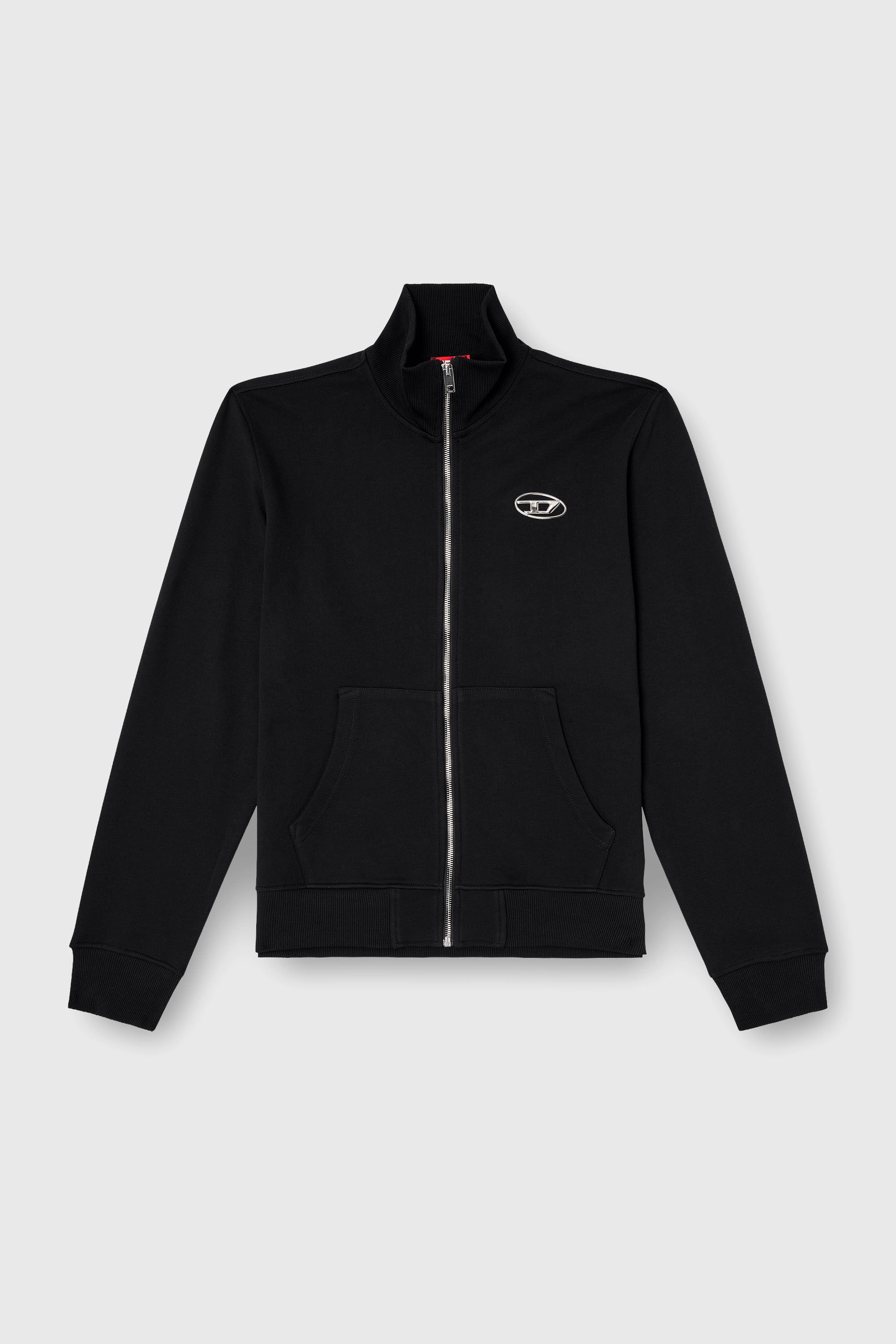 Diesel - S-GINNI-ZIP-OD, Sudadera con cremallera con logotipo met&aacute;lico Hombre in Negro - 2