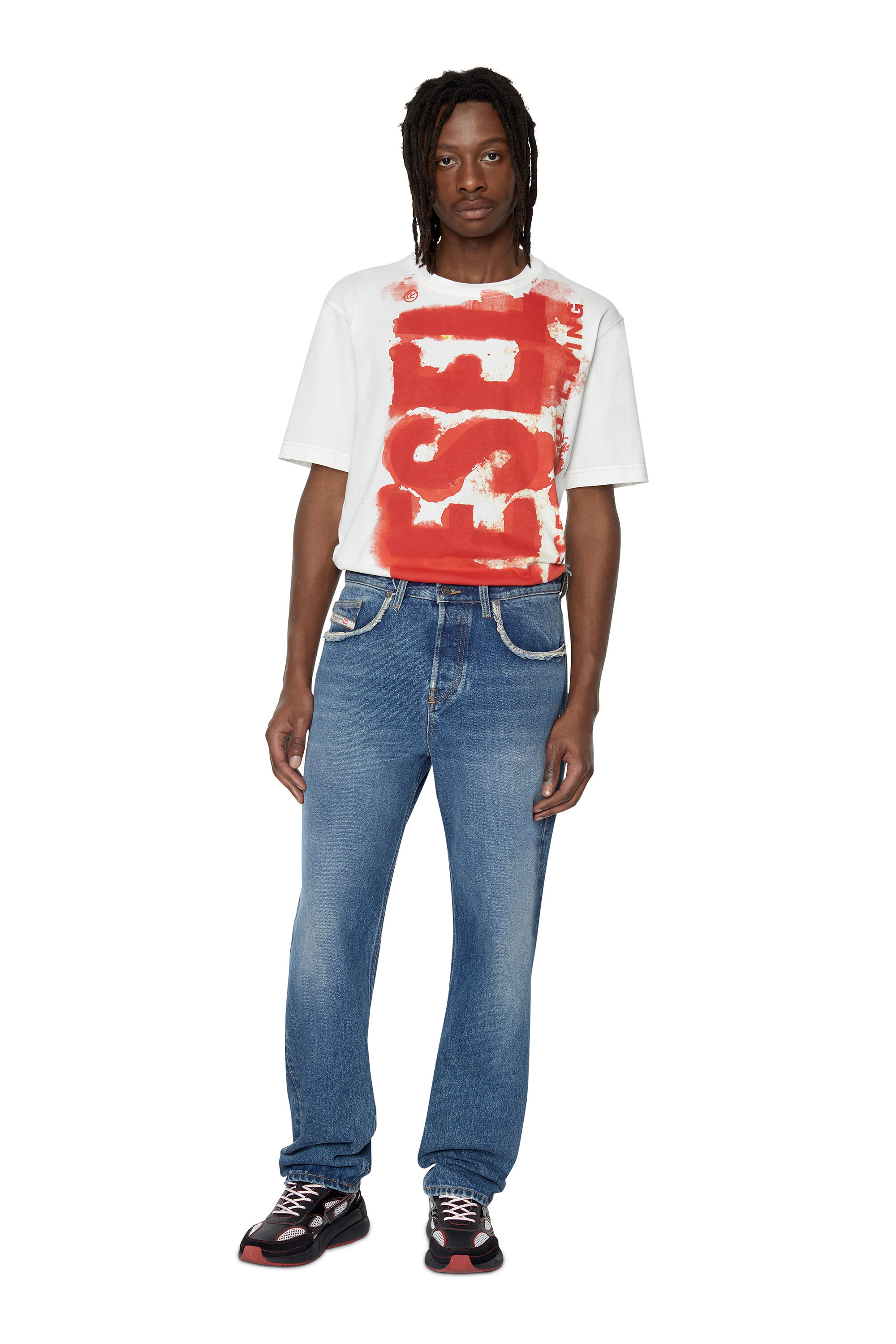 Diesel - T-JUST-E16, Male's T-shirt with bleeding logo print in White - 1