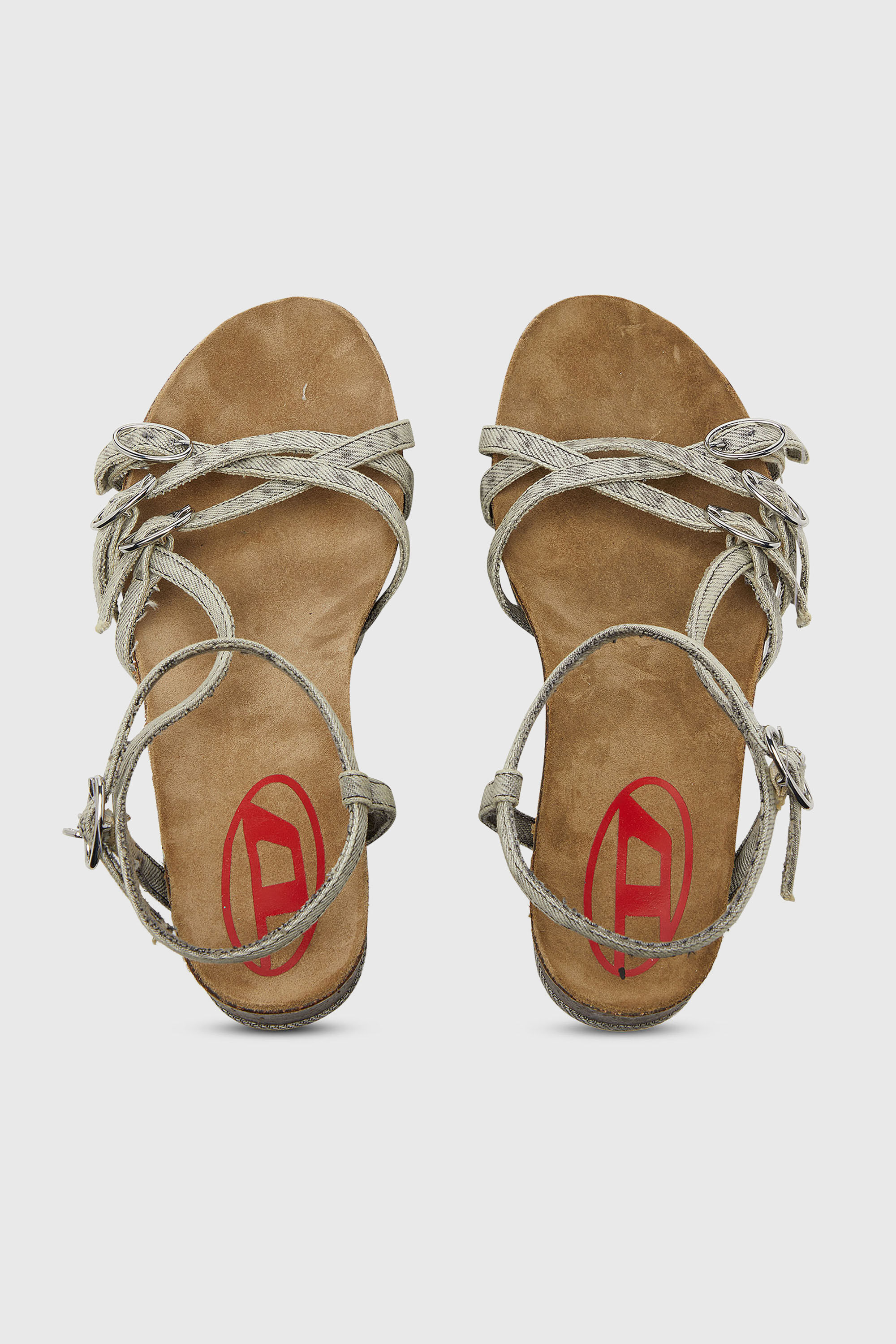 Women's D-Woodstock-Strappy platform sandals in denim | Grey