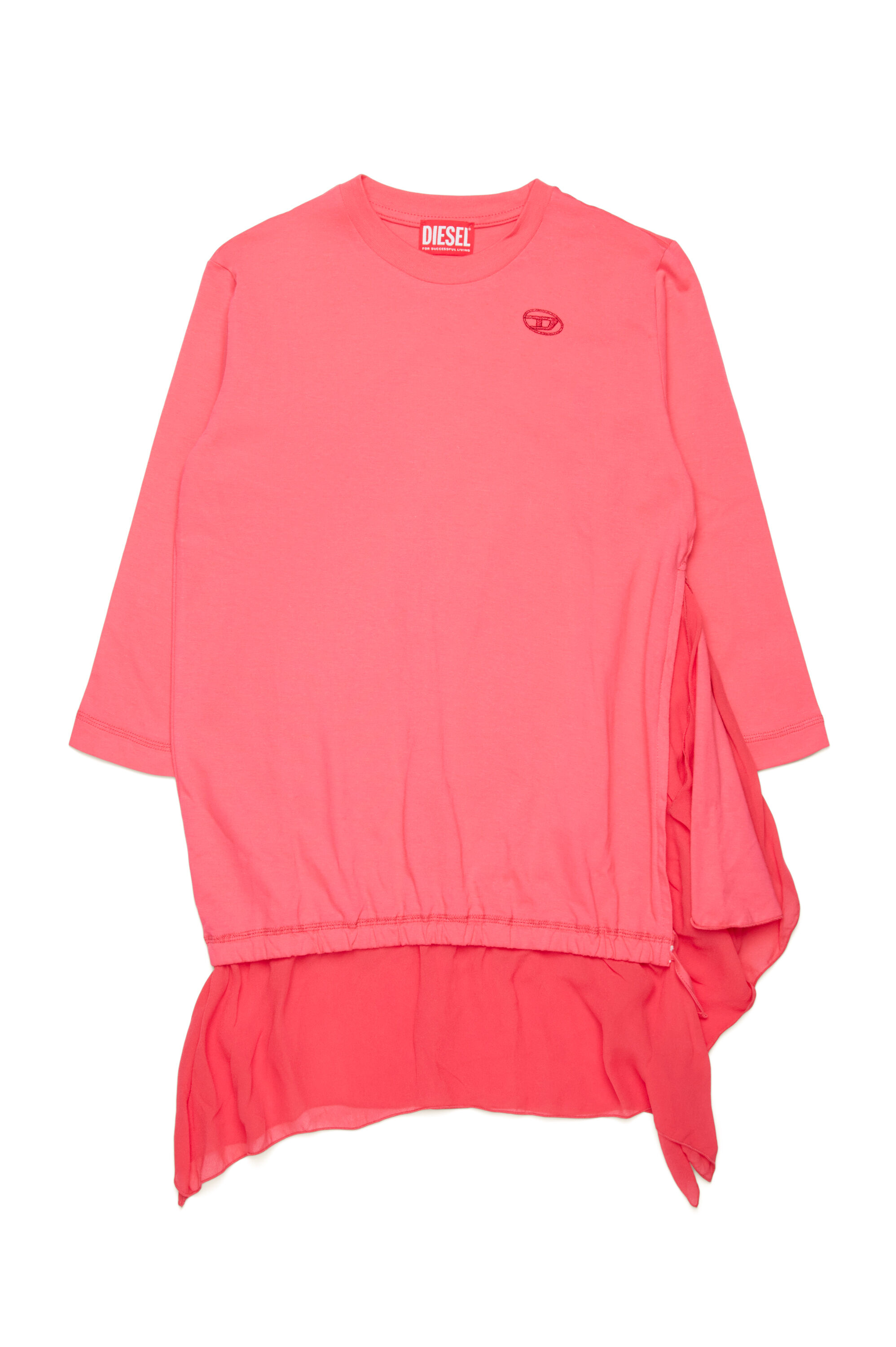 Diesel - DROLLETTE ML, Female's T-shirt dress with floaty hem in Pink - 1
