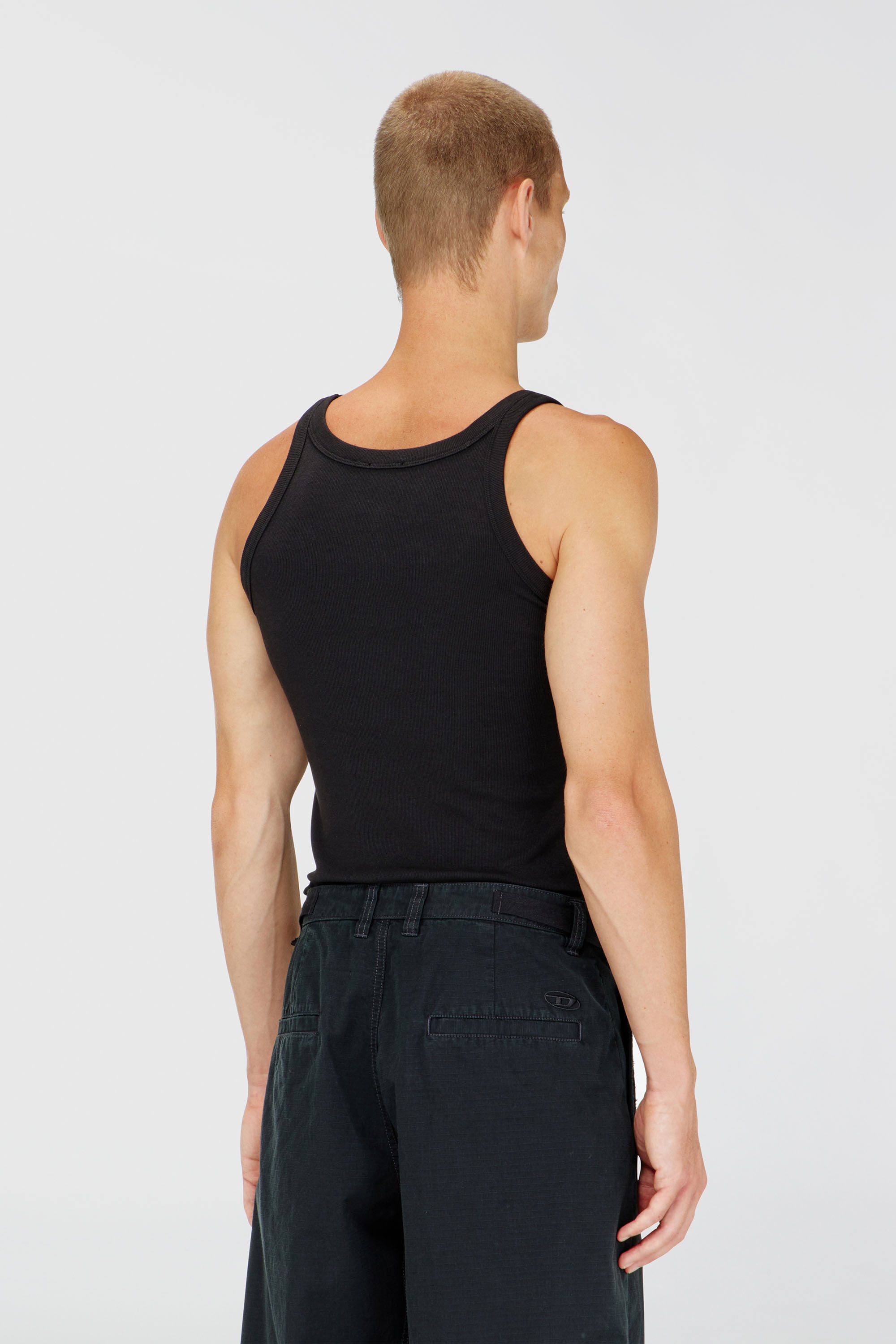 Diesel - T-WIFE-DCO, Man's Slim cotton tank with Oval D logo in Black - 4