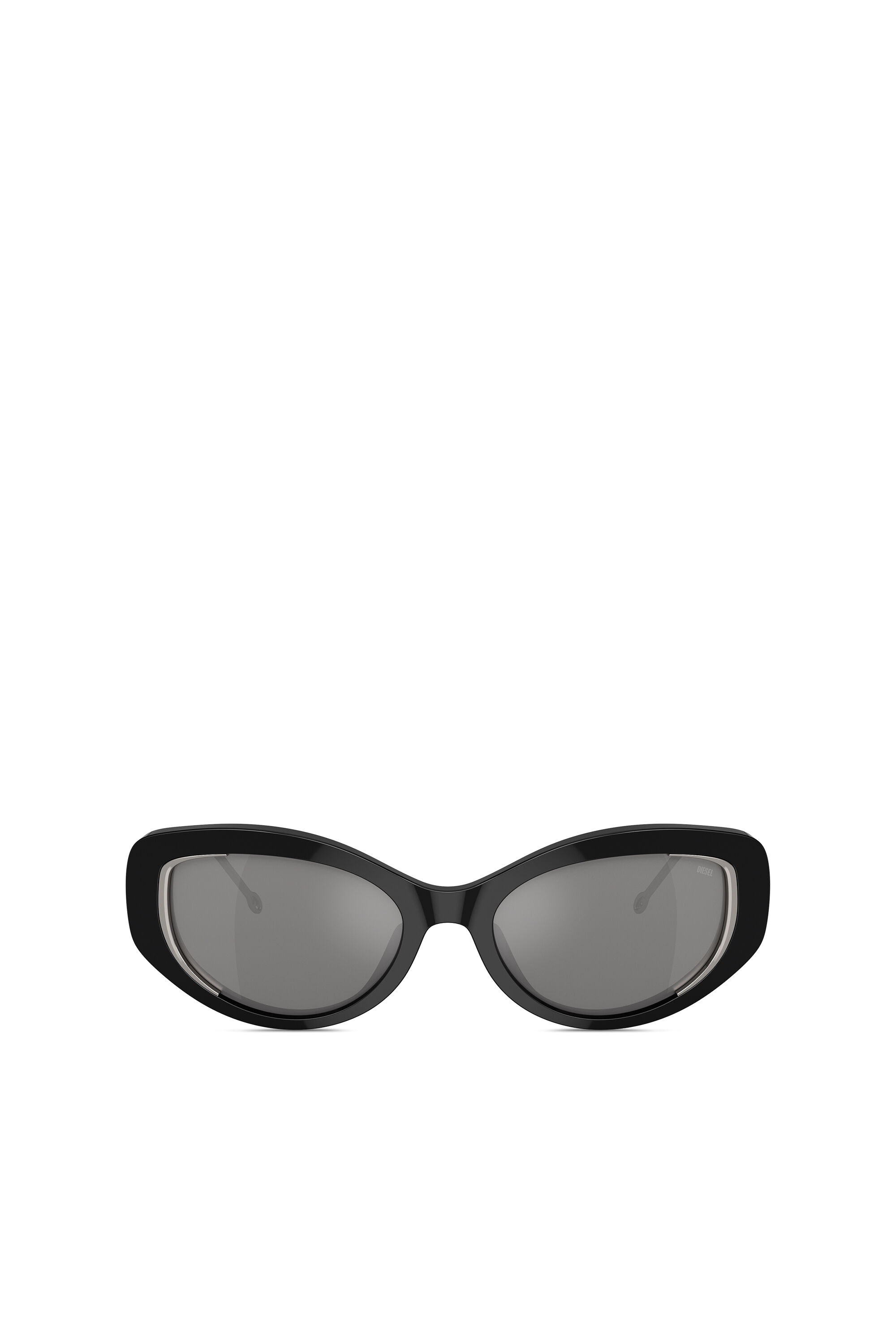 Diesel - 0DL2001 SIZE 54, Unisex's Cat-eye style sunglasses in Black/Flash mirror - 1