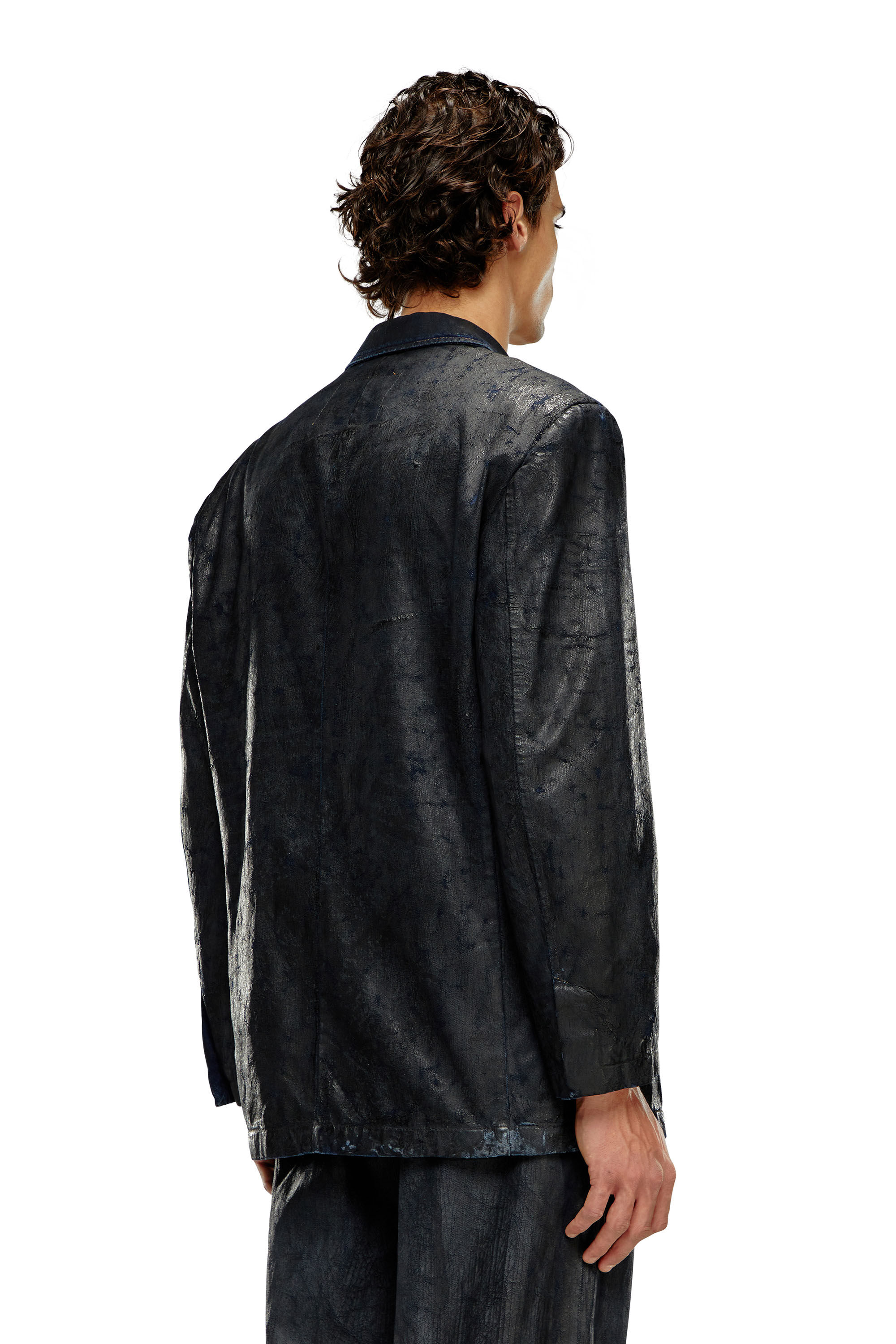 Diesel - D-BLA-FSE, Male's Denim blazer with craquelé coating in Black - 5