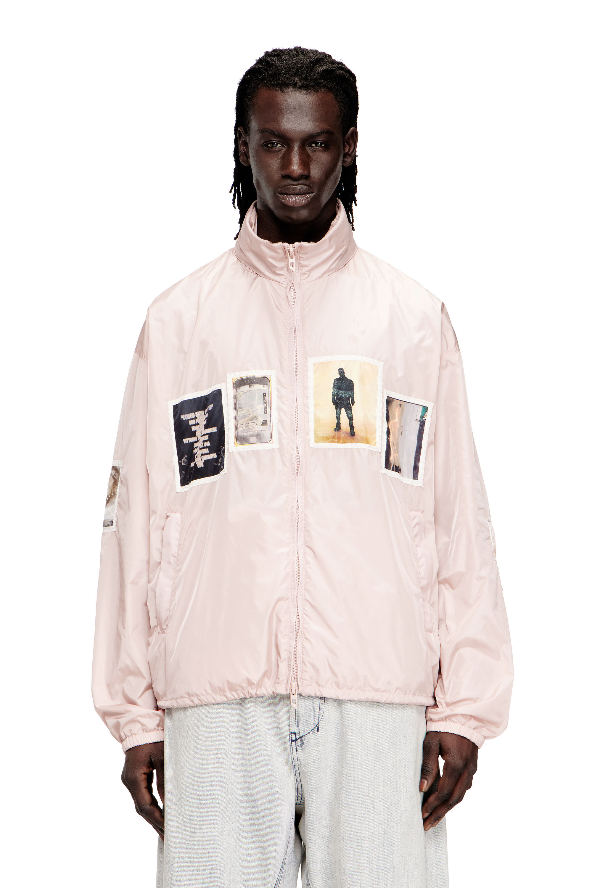 Men's Windbreaker with graphic patches | Pink | Diesel