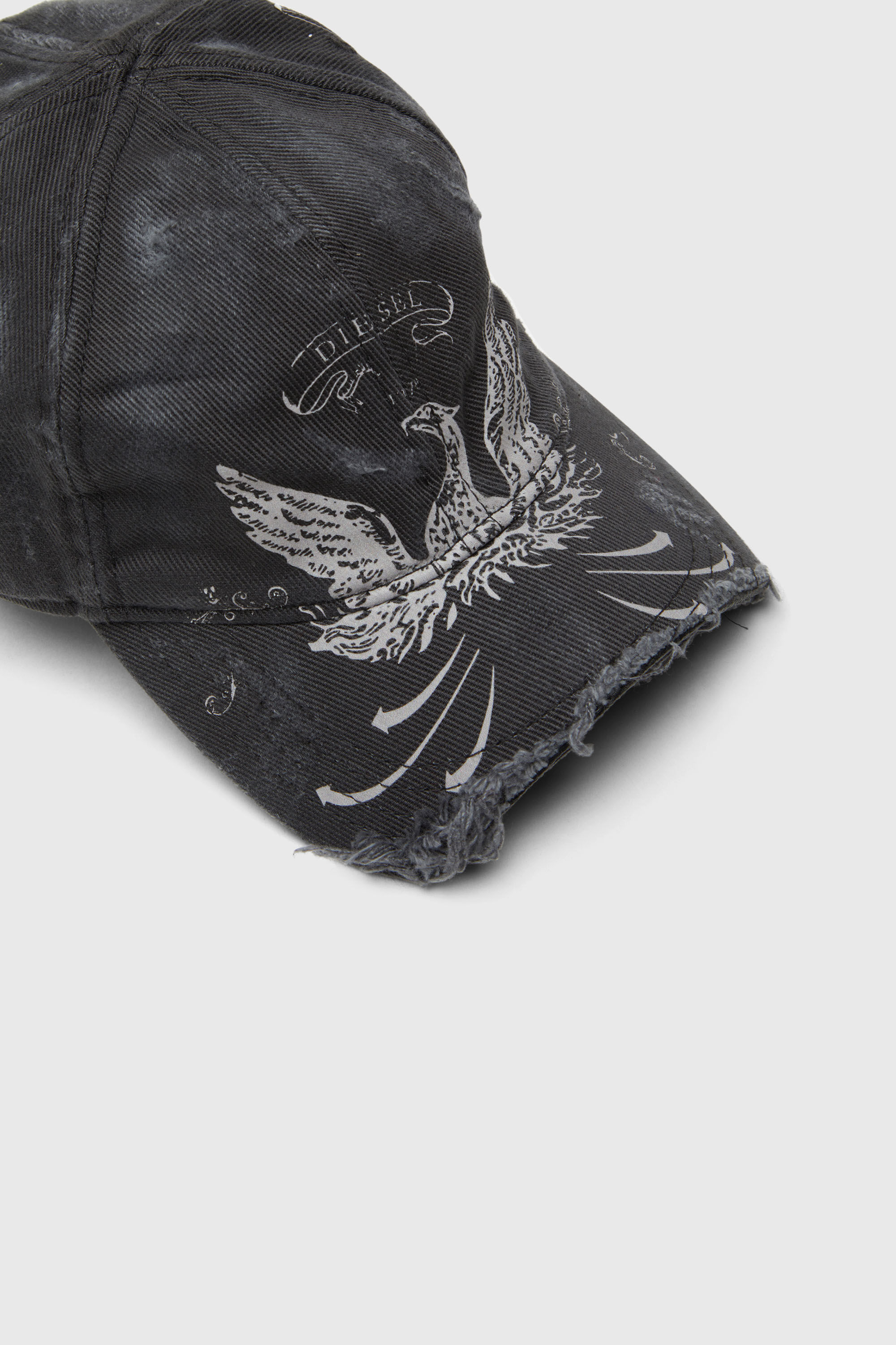 Men's Distressed baseball cap with Phoenix print | Black | Diesel US