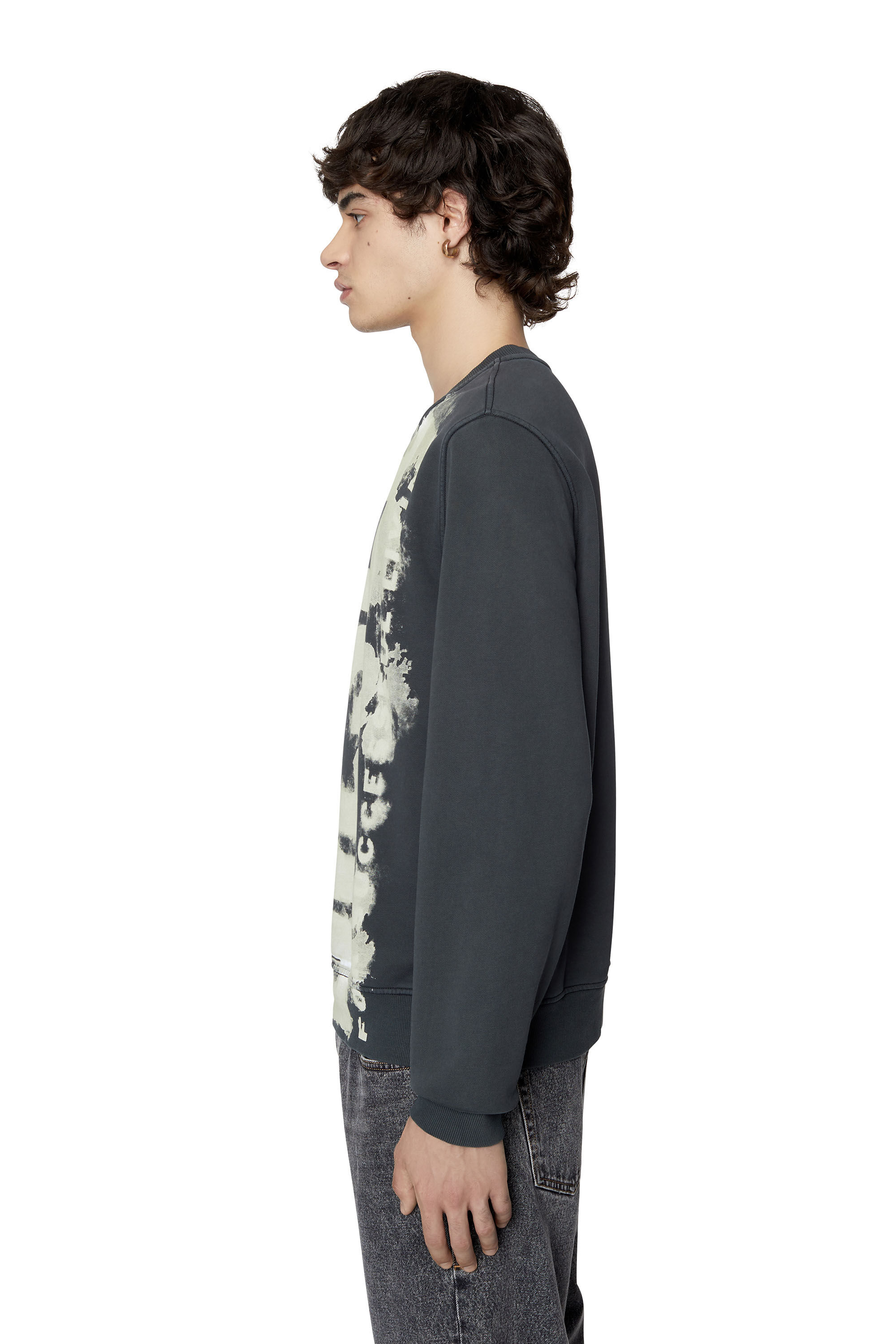 Diesel - S-GINN-E5, Male's Sweatshirt with bleeding-effect logo in Grey - 6