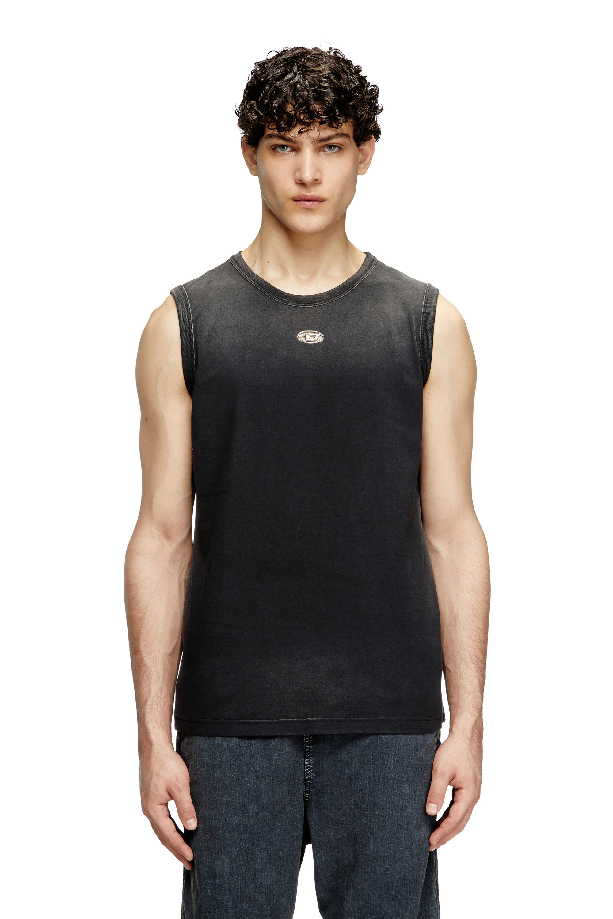 トップス DIESEL Faded tank top with puffy Oval D Men's Faded tank top with puffy Oval D | Black | Diesel