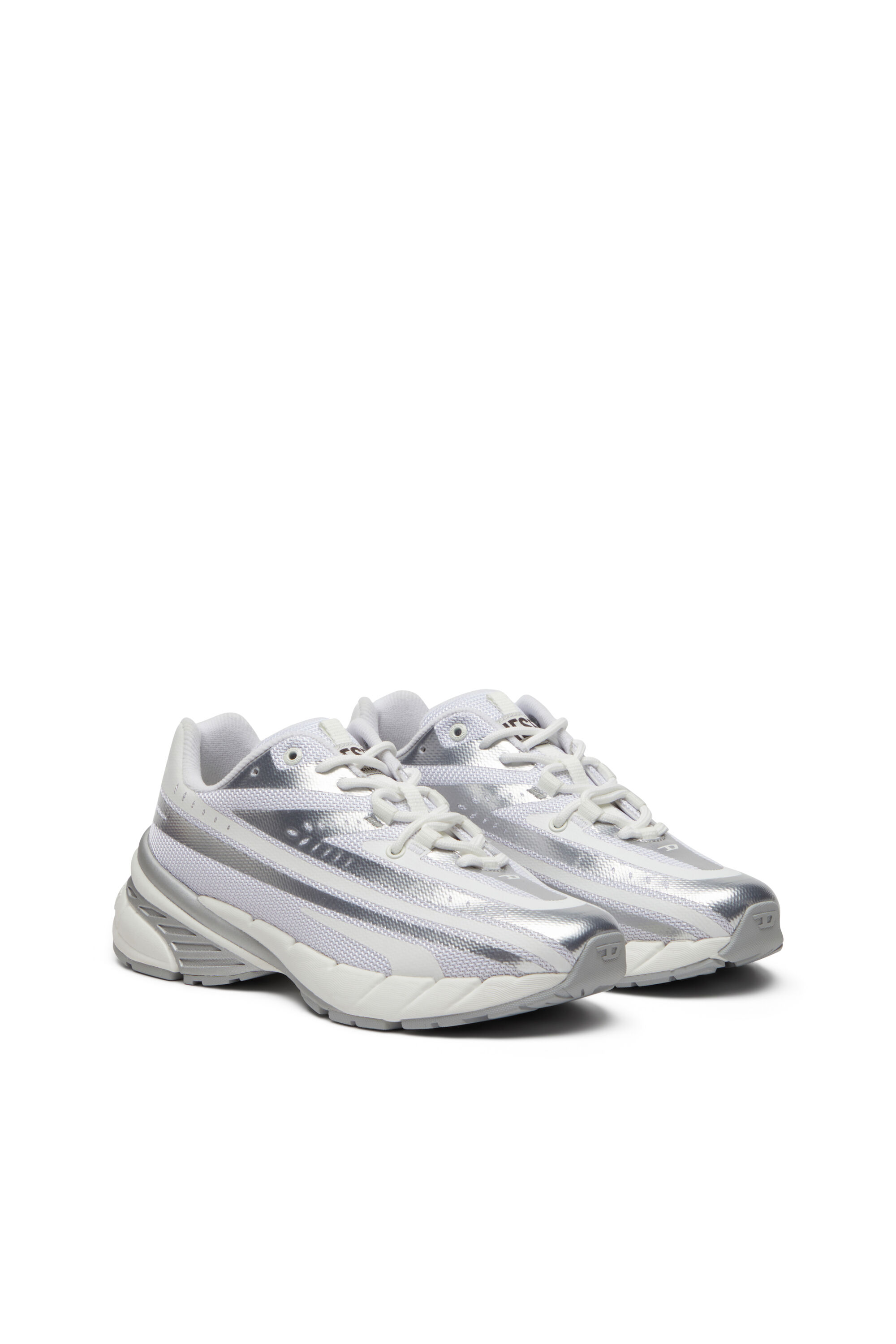 Diesel - D-AIRSPEED LOW W, Woman's D-Airspeed-Sneakers in coated metallic mesh in White - 2
