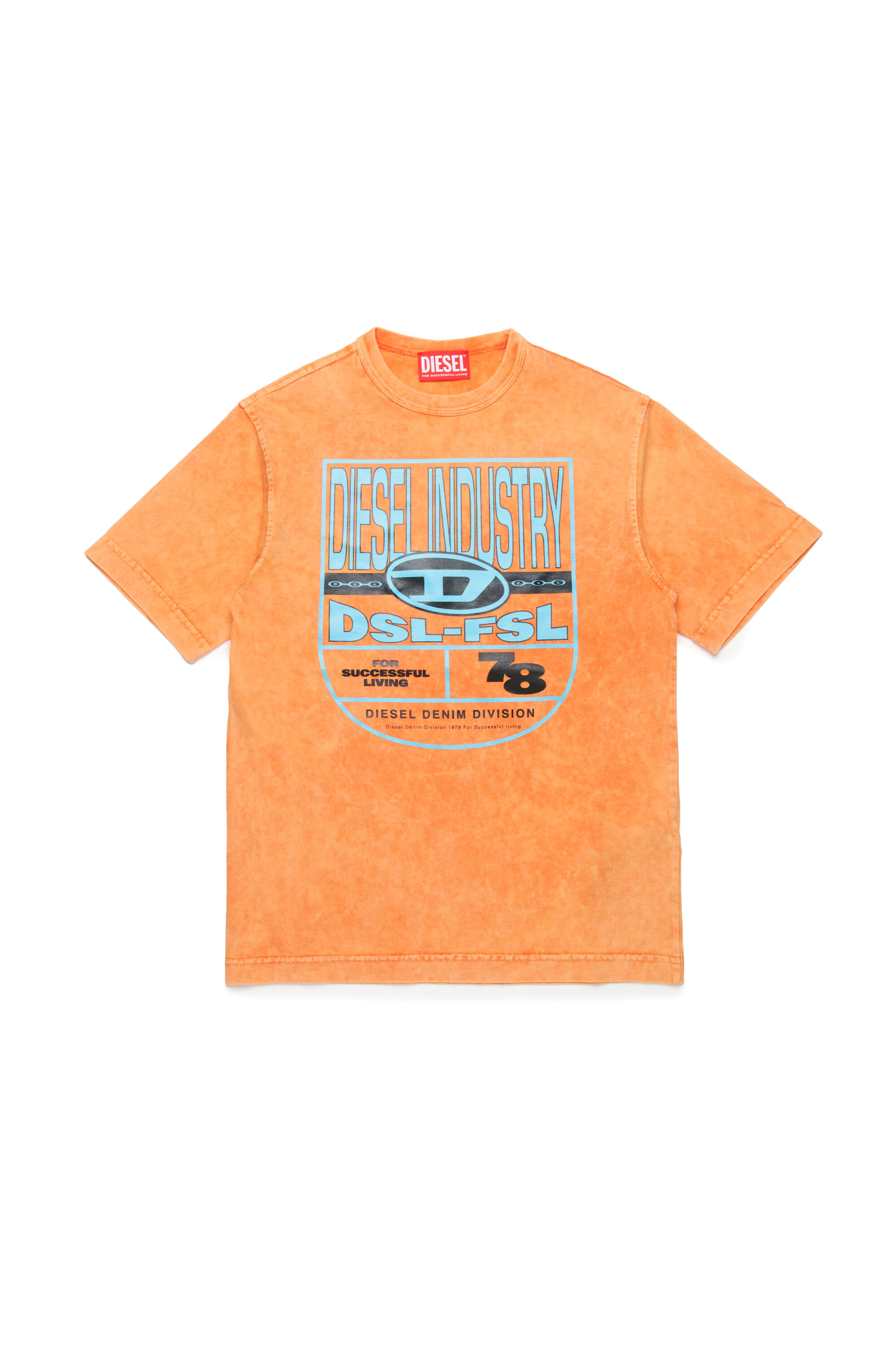 Diesel - TWASHN1 OVER, Male's Marbled T-shirt with logo graphic in Orange - 1