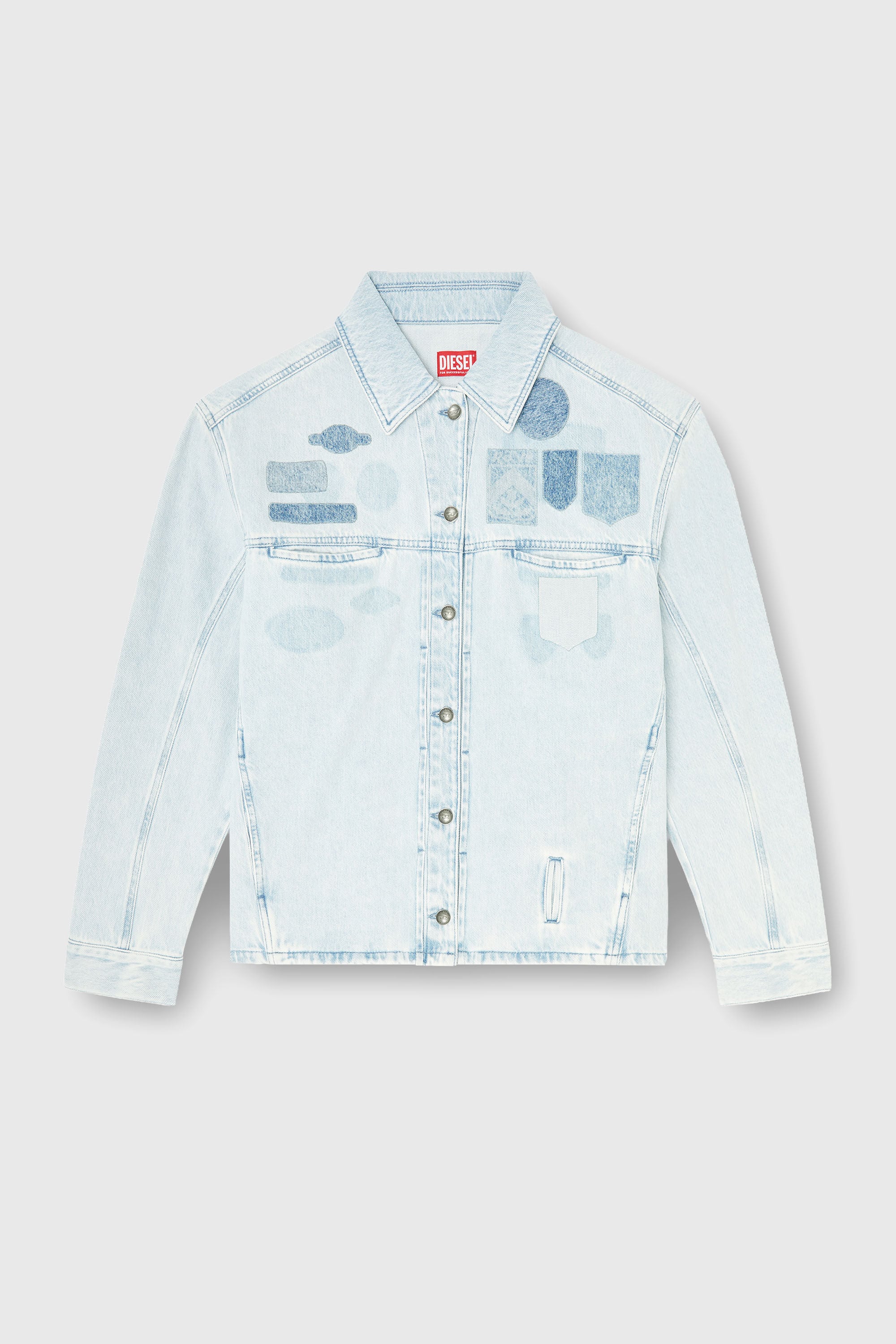 Women's Denim overshirt with patch effects | Blue | Diesel {{Country}}