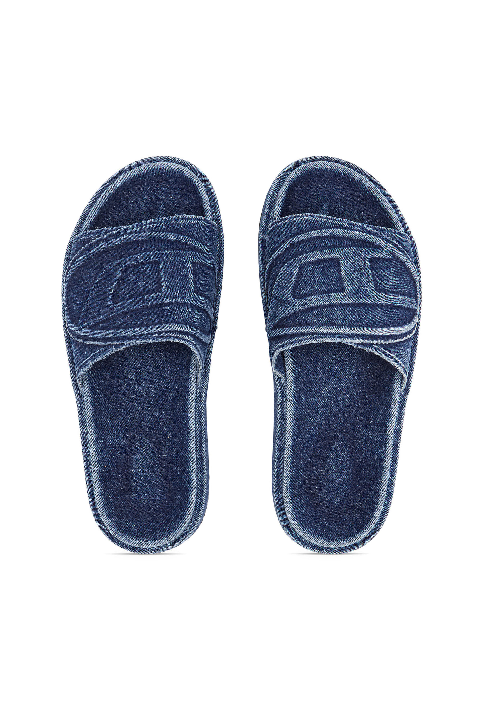 Diesel - SA-SLIDE D OVAL, Unisex's Sa-Slide D-Denim slides with embossed strap in Blue - 4