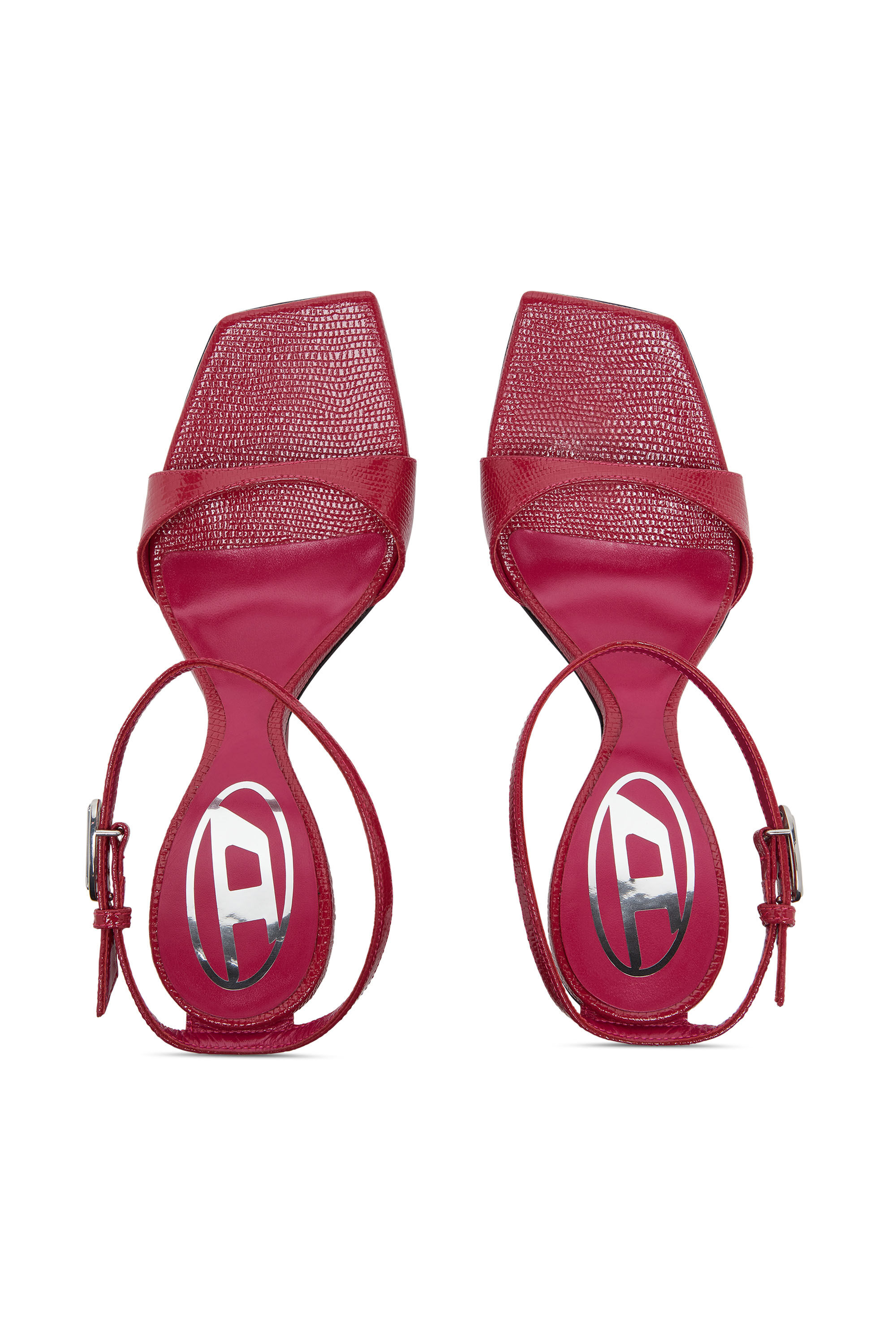 Women's D-Amber-Wedge sandals in lizard-effect leather | Pink
