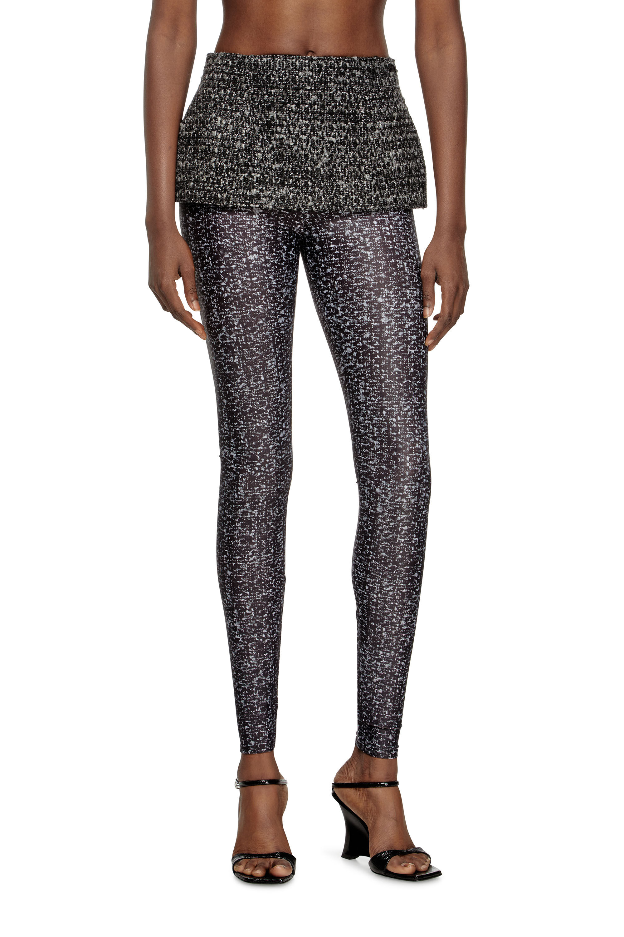 Diesel - P-HOUR, Female's Bouclé skirt with leggings in Black - 3