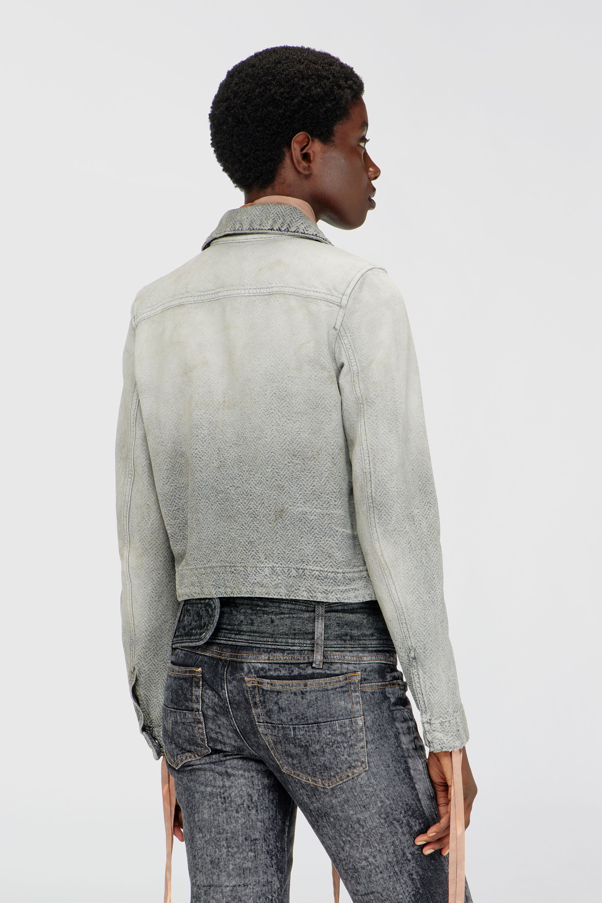Diesel - DE-CORB, Chaqueta de denim herringbone desgastado Mujer in Gris - 5