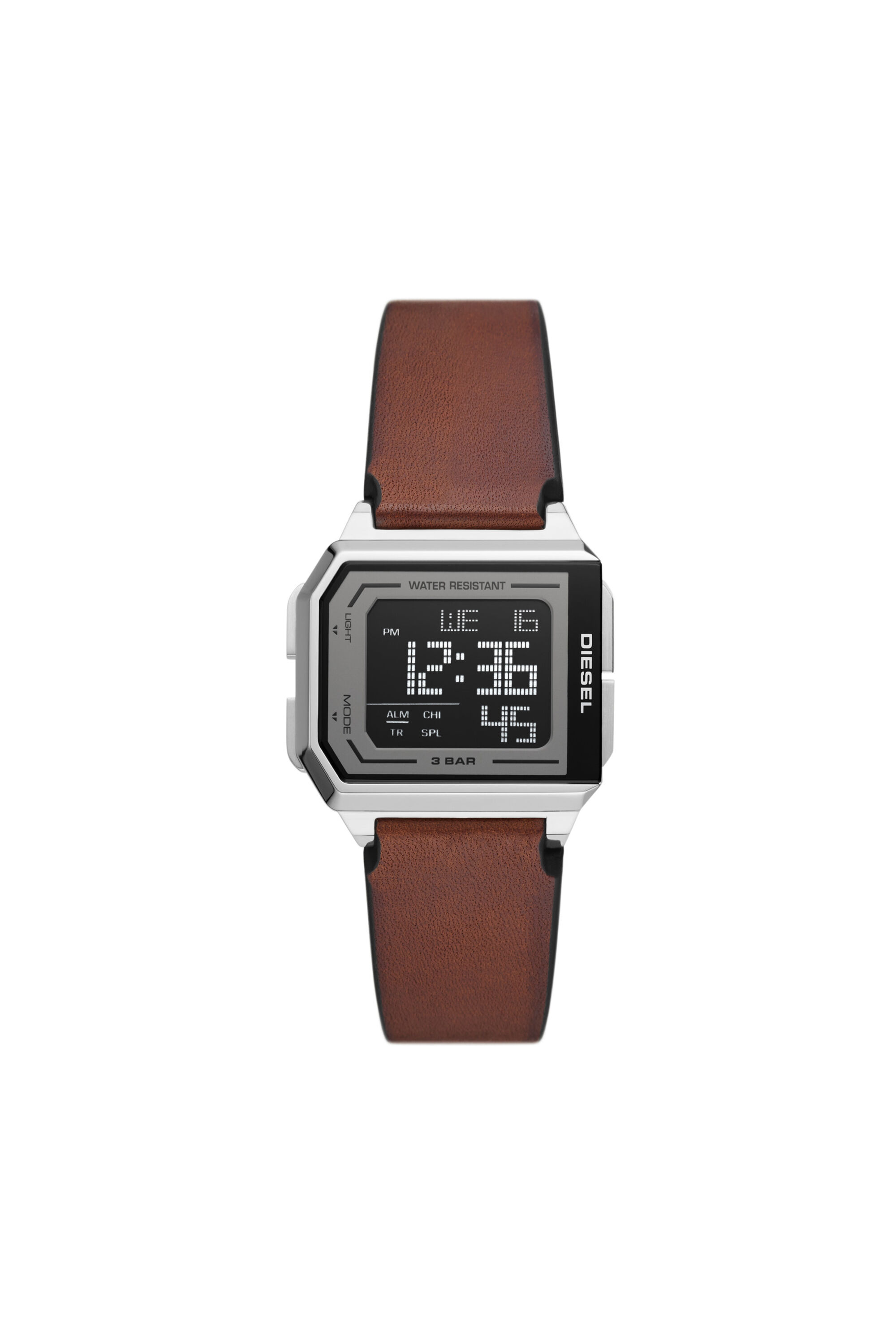 Diesel - DZ1995, Montre Chopped numérique en cuir marron Mixte in Marron - 1