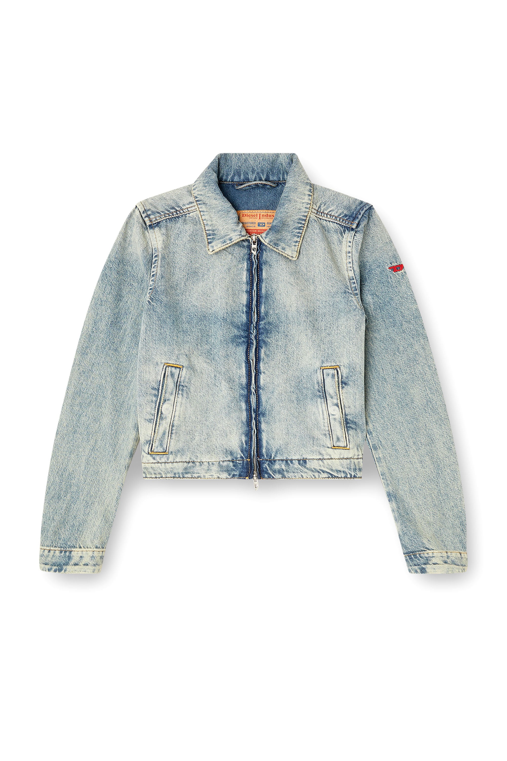 Didi Women's Jacket in dirt-effect fluid denim | Blue | Diesel {{Country}}