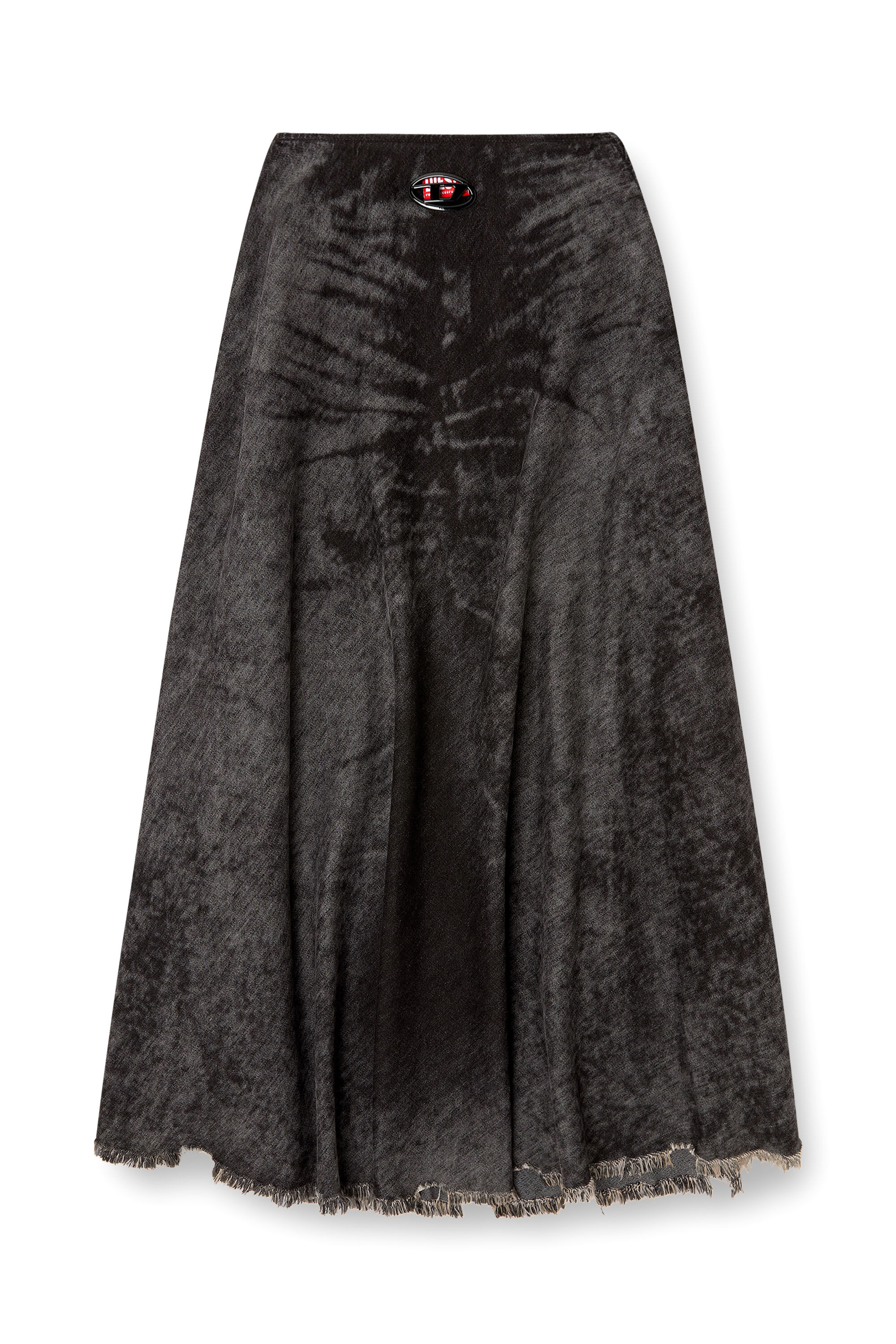 Diesel - DE-HANNIE-FSH, Jupe ample en denim de coton et chanvre gravé au laser Femme in Noir - 2