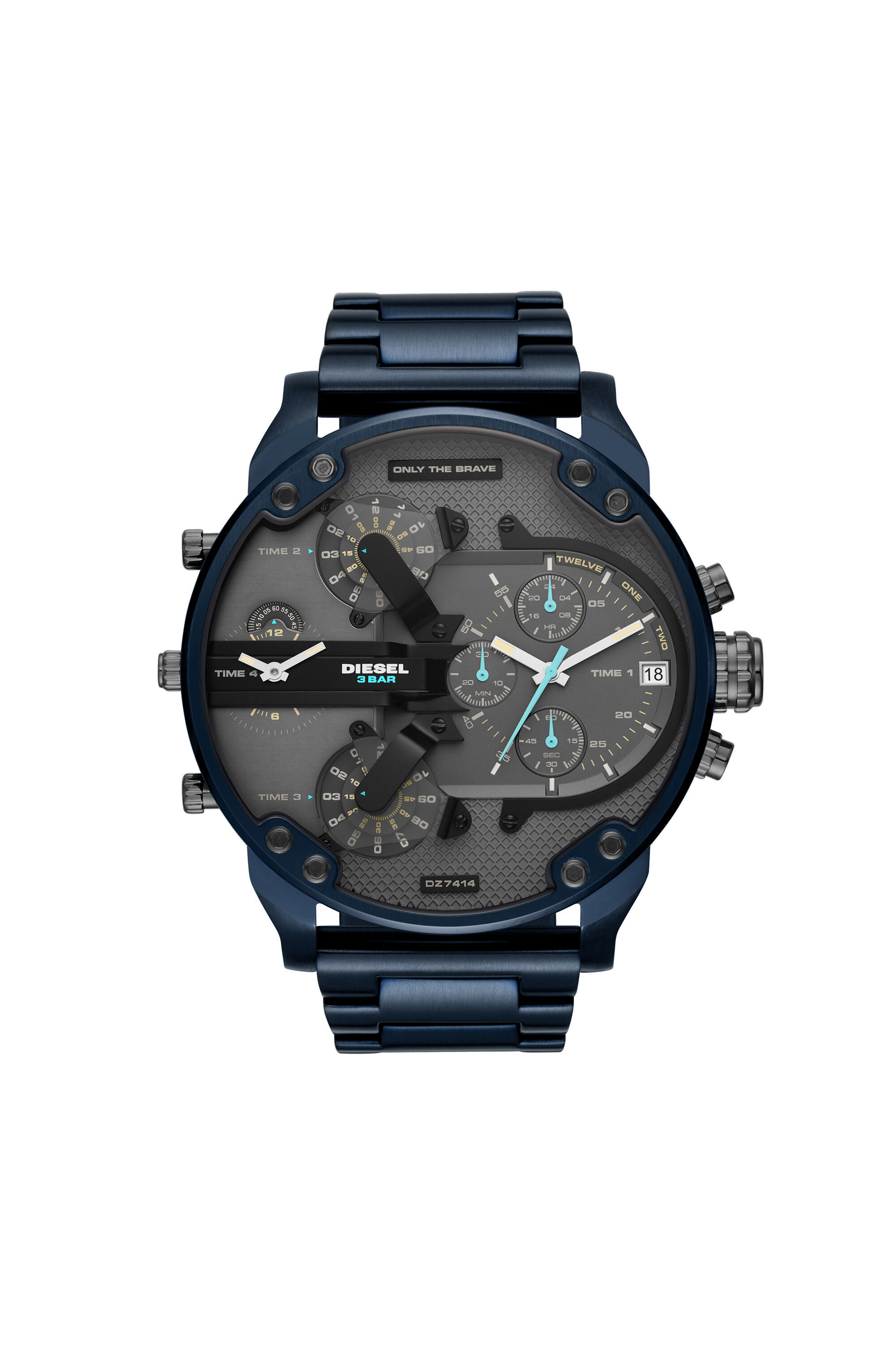 Diesel - DZ7414, Mr. Daddy 2.0 montre chronographe en acier inoxydable bleu Homme in Bleu - 1