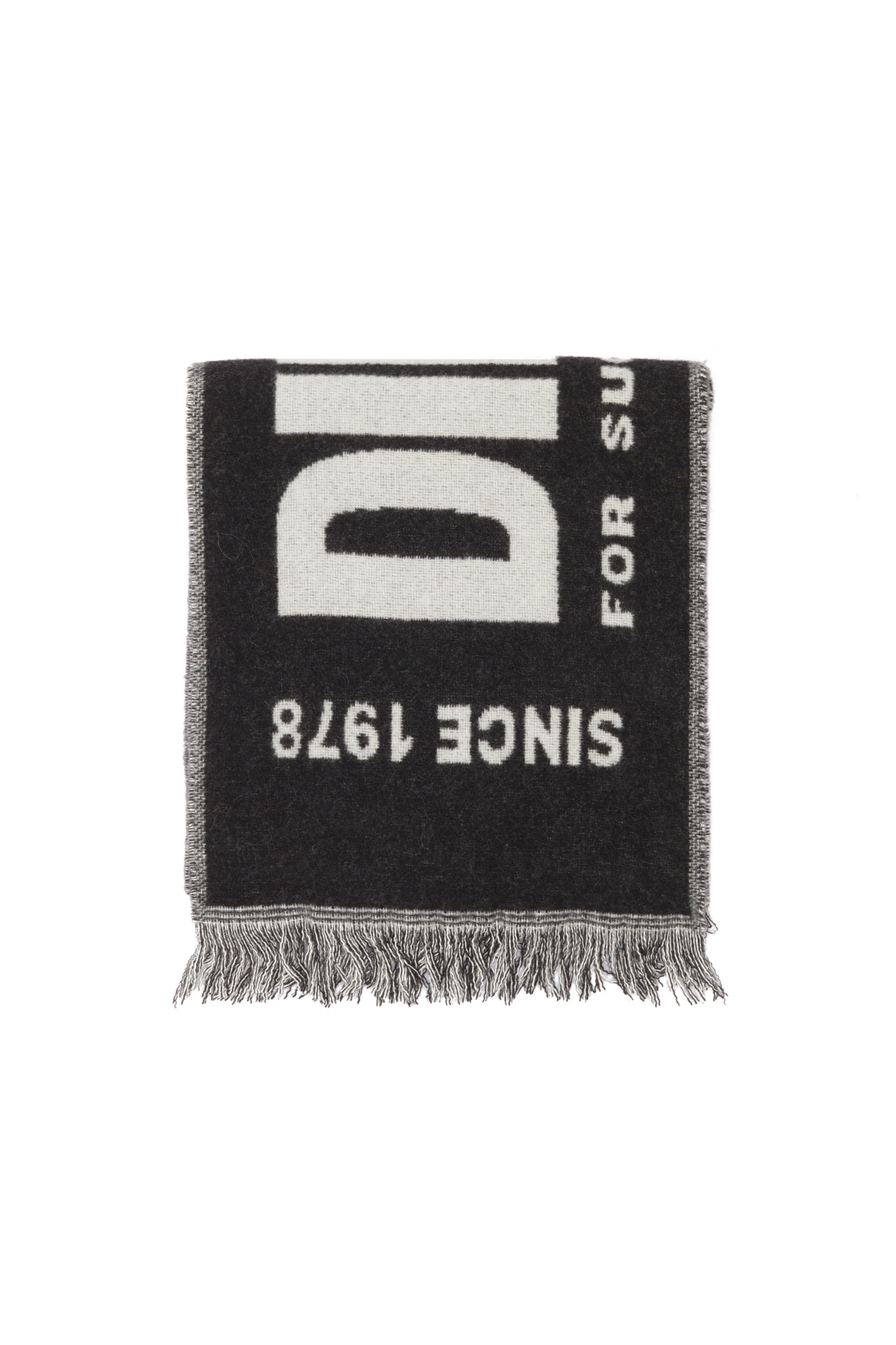 Diesel - S-BISC-NEW, Man's Blended wool scarf with jacquard logo in Black - 1