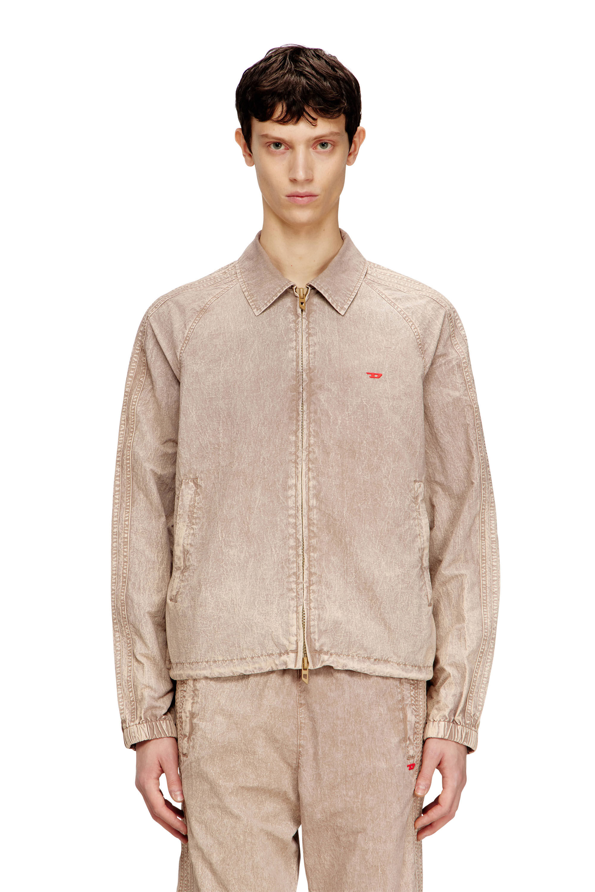 Women's Taslan jacket with striped sleeves | Brown | Diesel